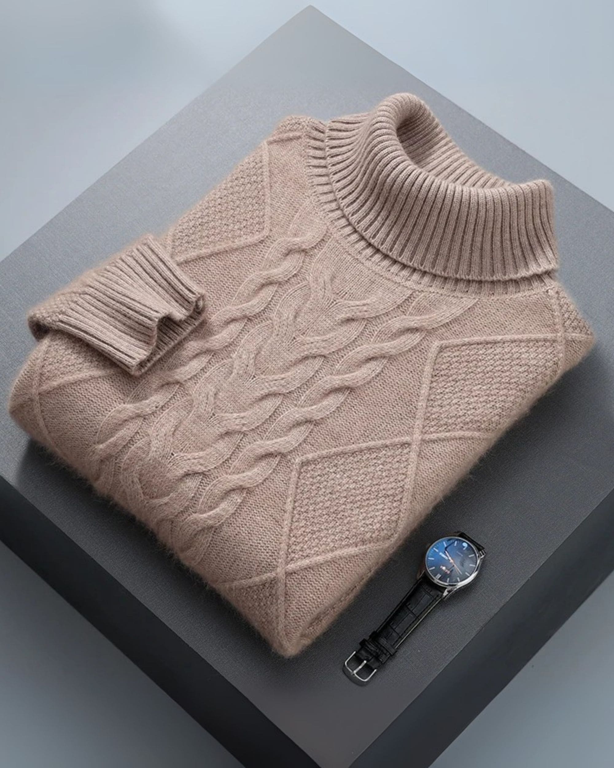 100% Cashmere High Neck Sweater