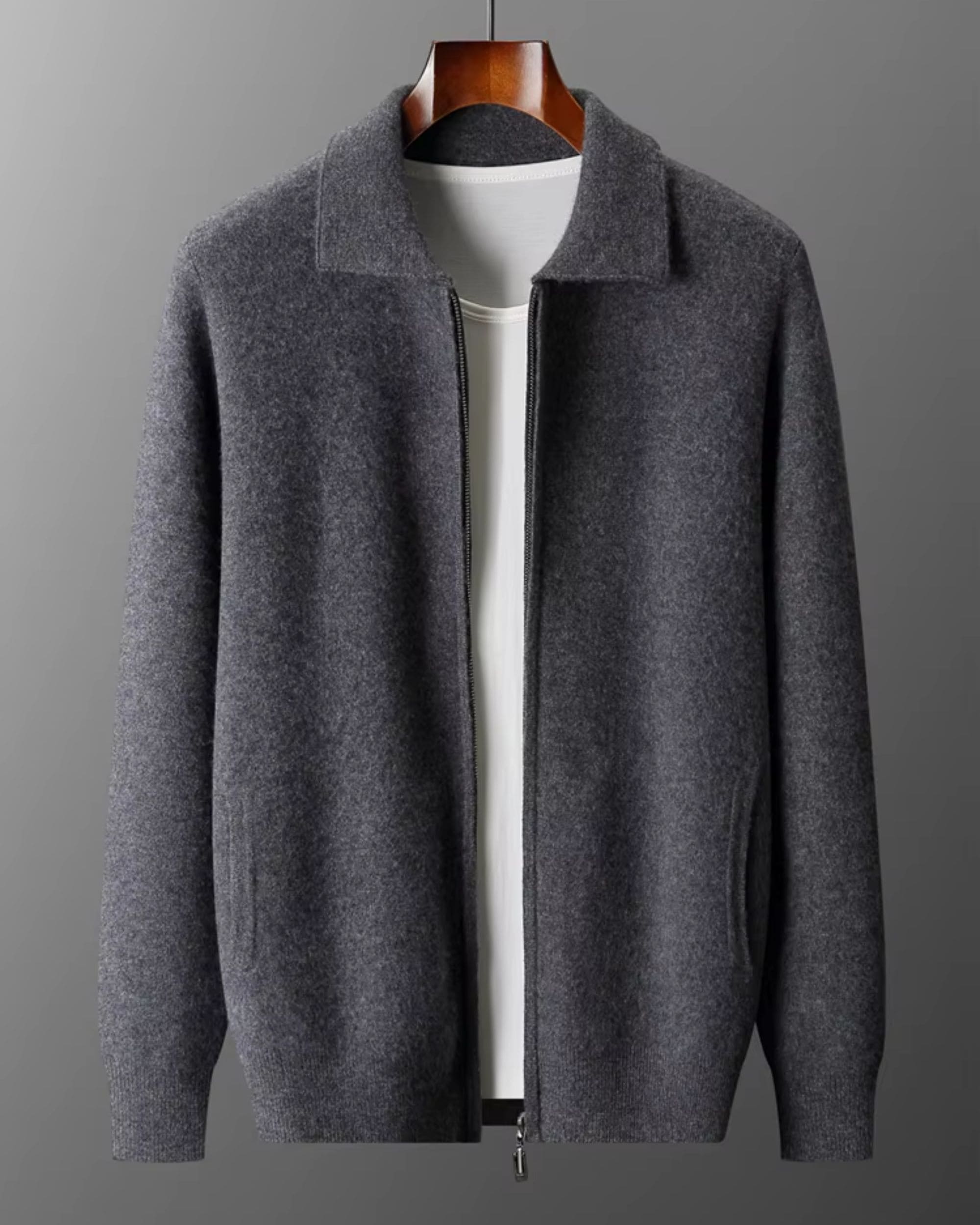 Pure Cashmere Polo Neck Zip Sweater