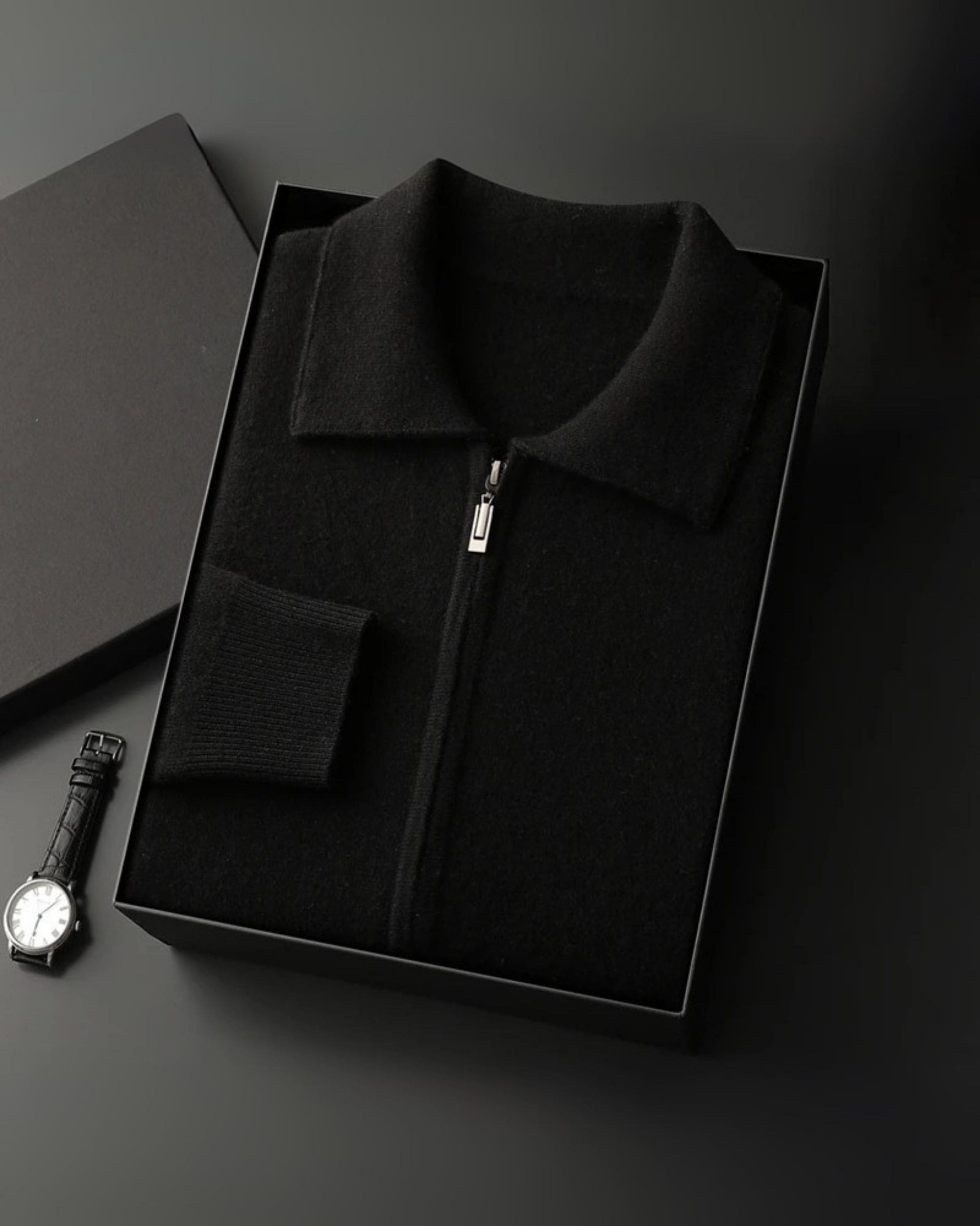 Pure Cashmere Polo Neck Zip Sweater