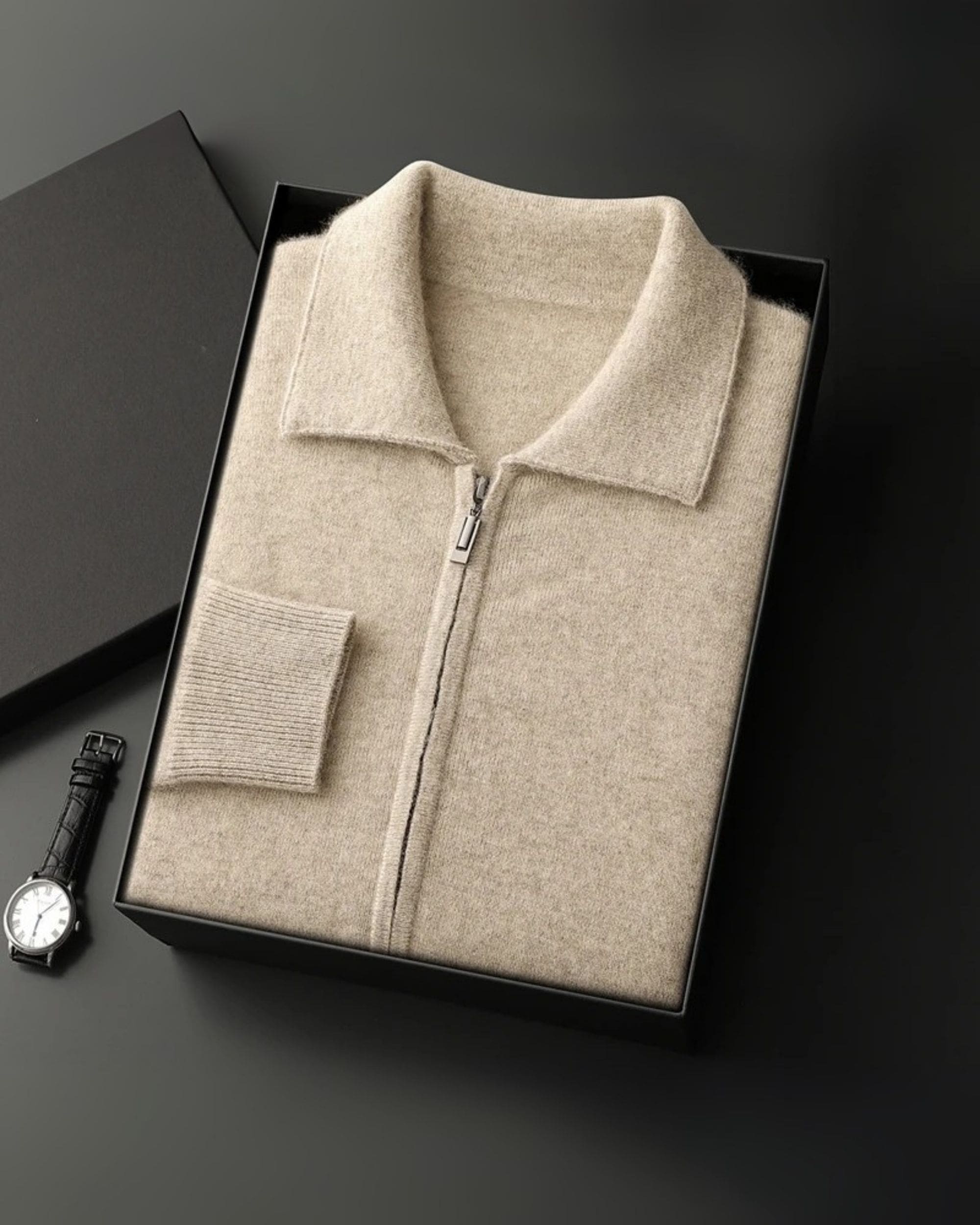 Pure Cashmere Polo Neck Zip Sweater