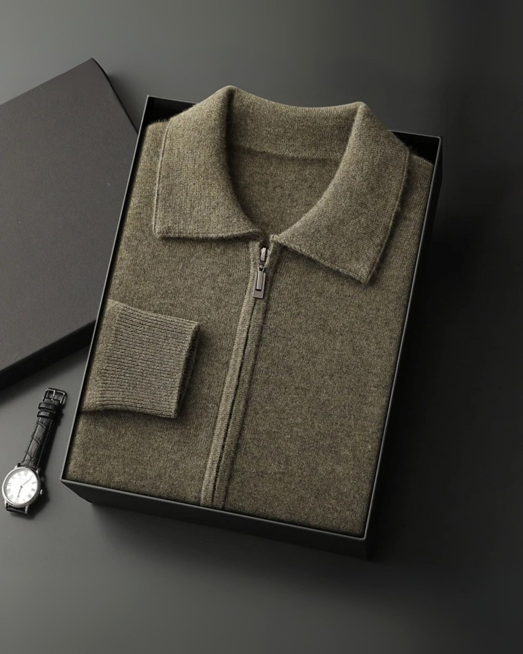 Pure Cashmere Polo Neck Zip Sweater