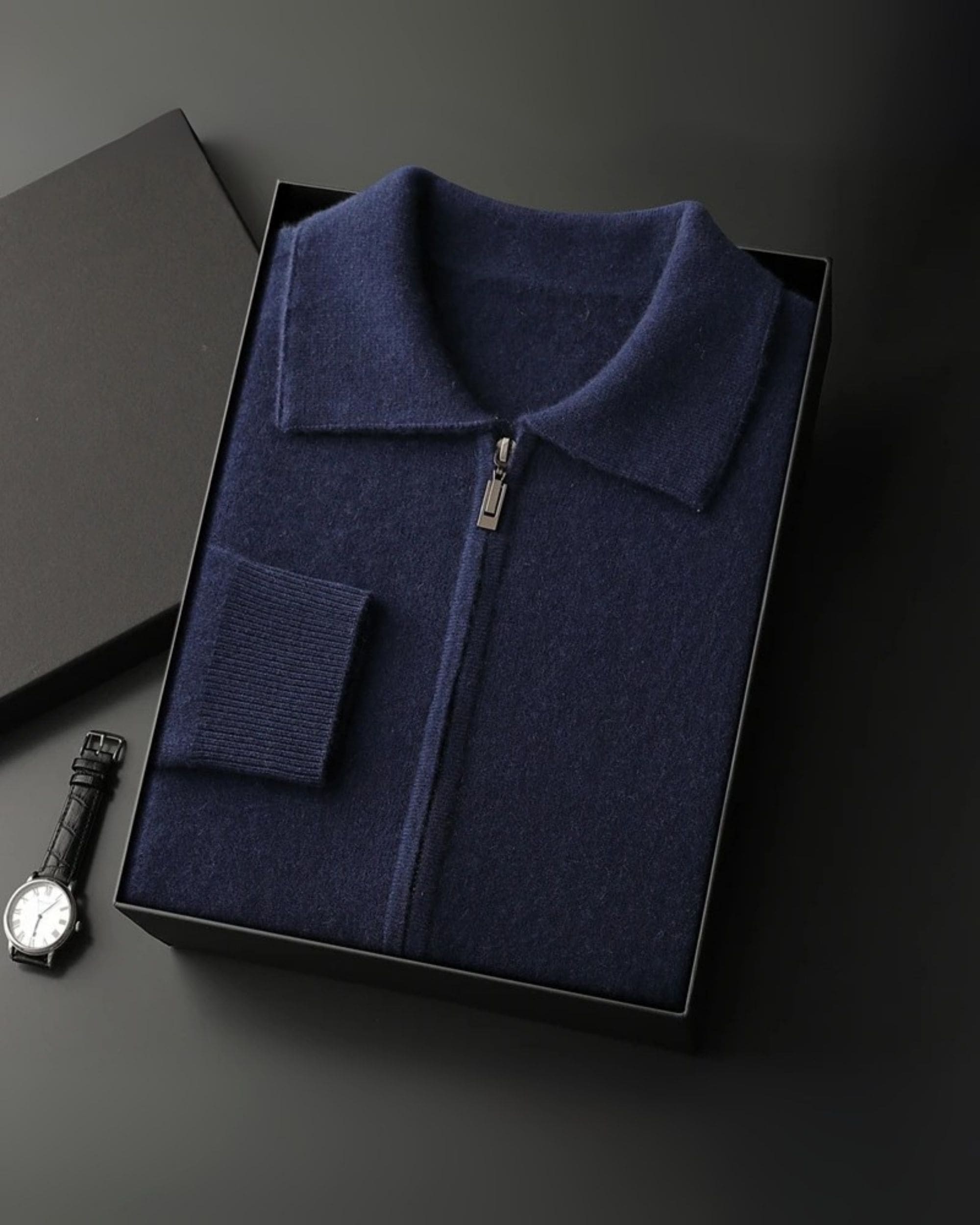 Pure Cashmere Polo Neck Zip Sweater