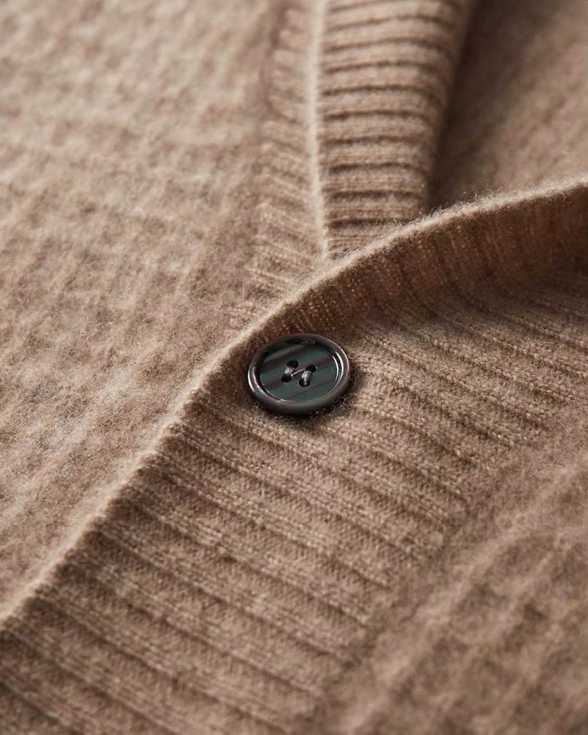 100% Cashmere Waffle Knit V-Neck Cardigan