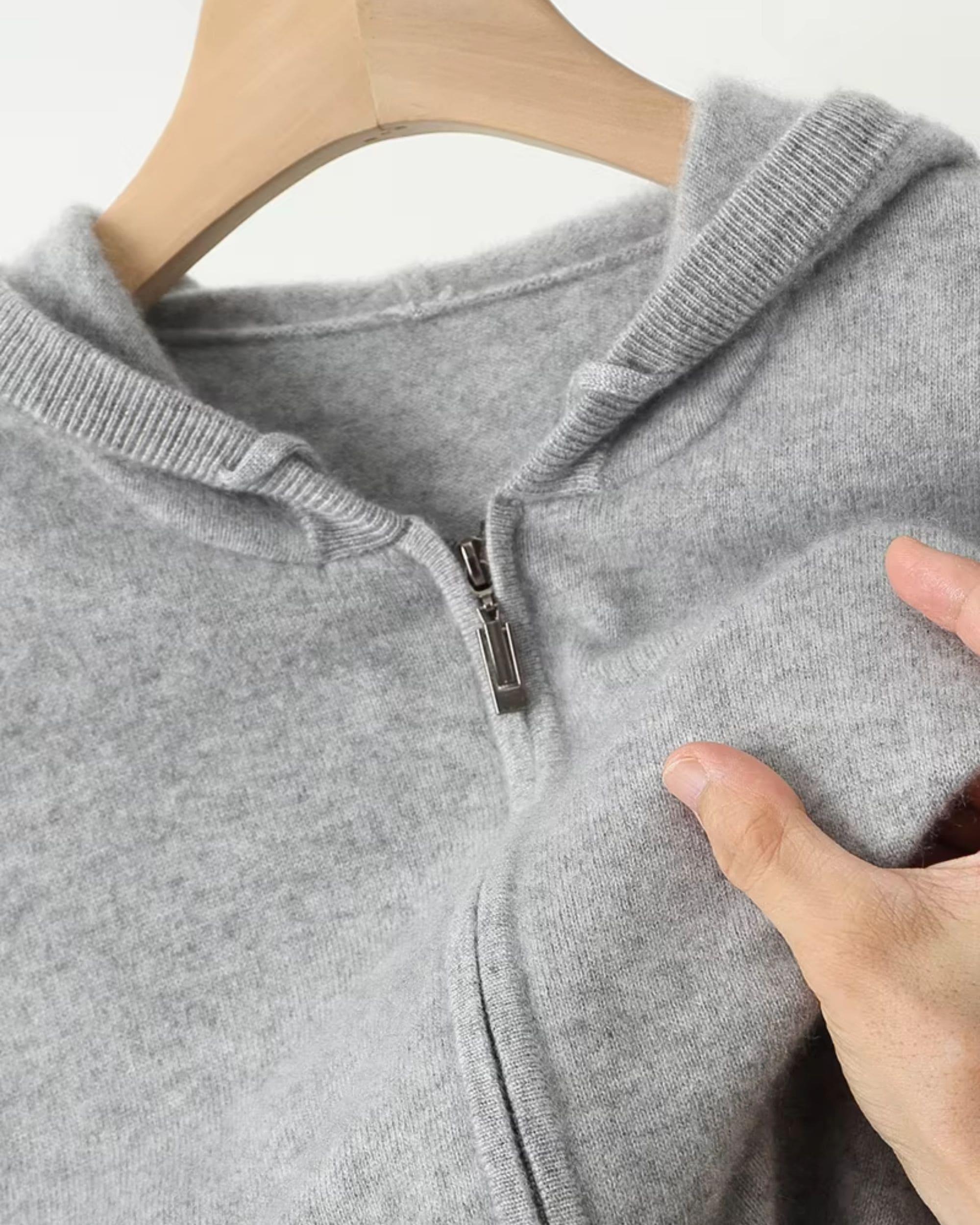 Wool-Cashmere Full-Zip Hooded Sweater