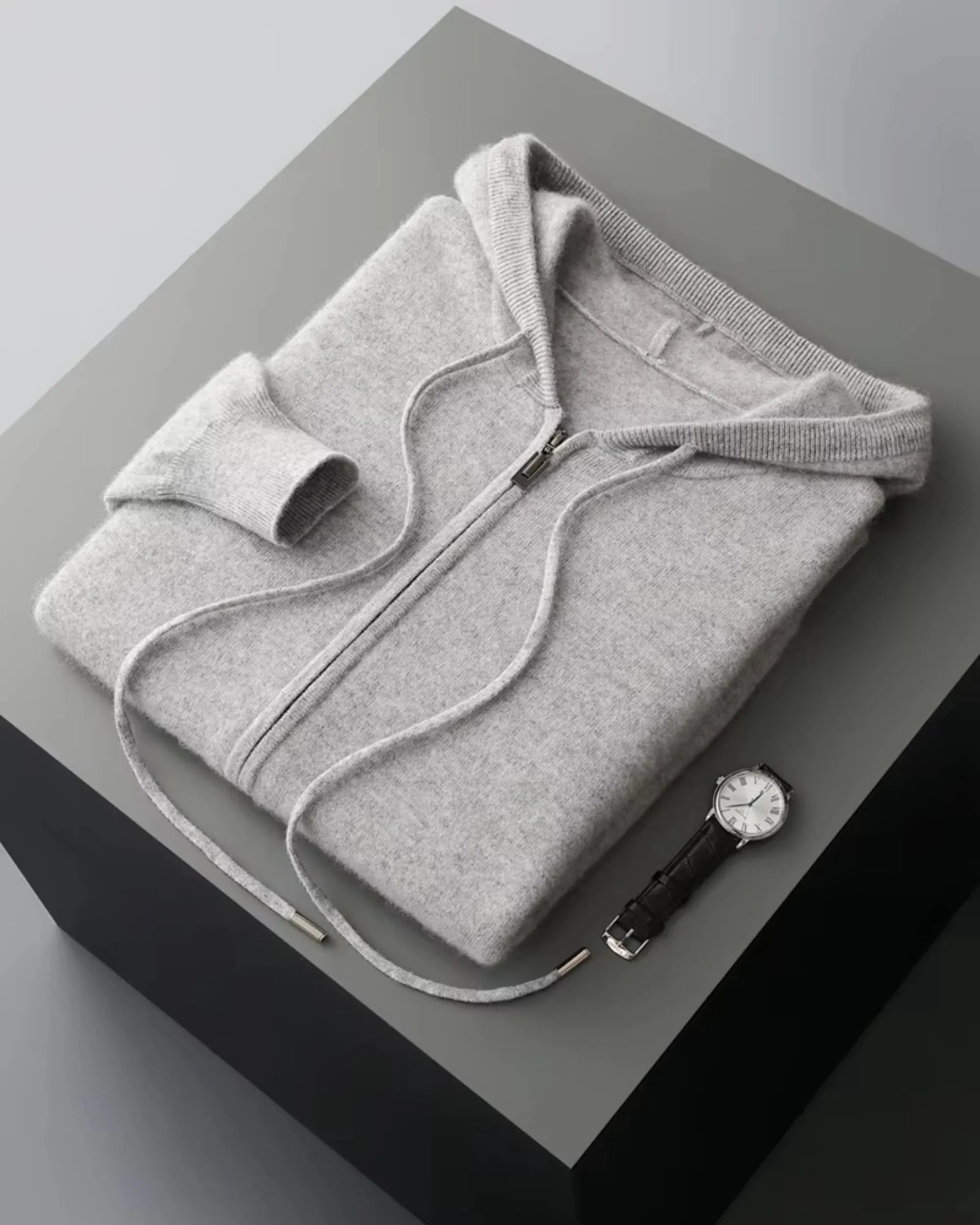 Wool-Cashmere Full-Zip Hooded Sweater