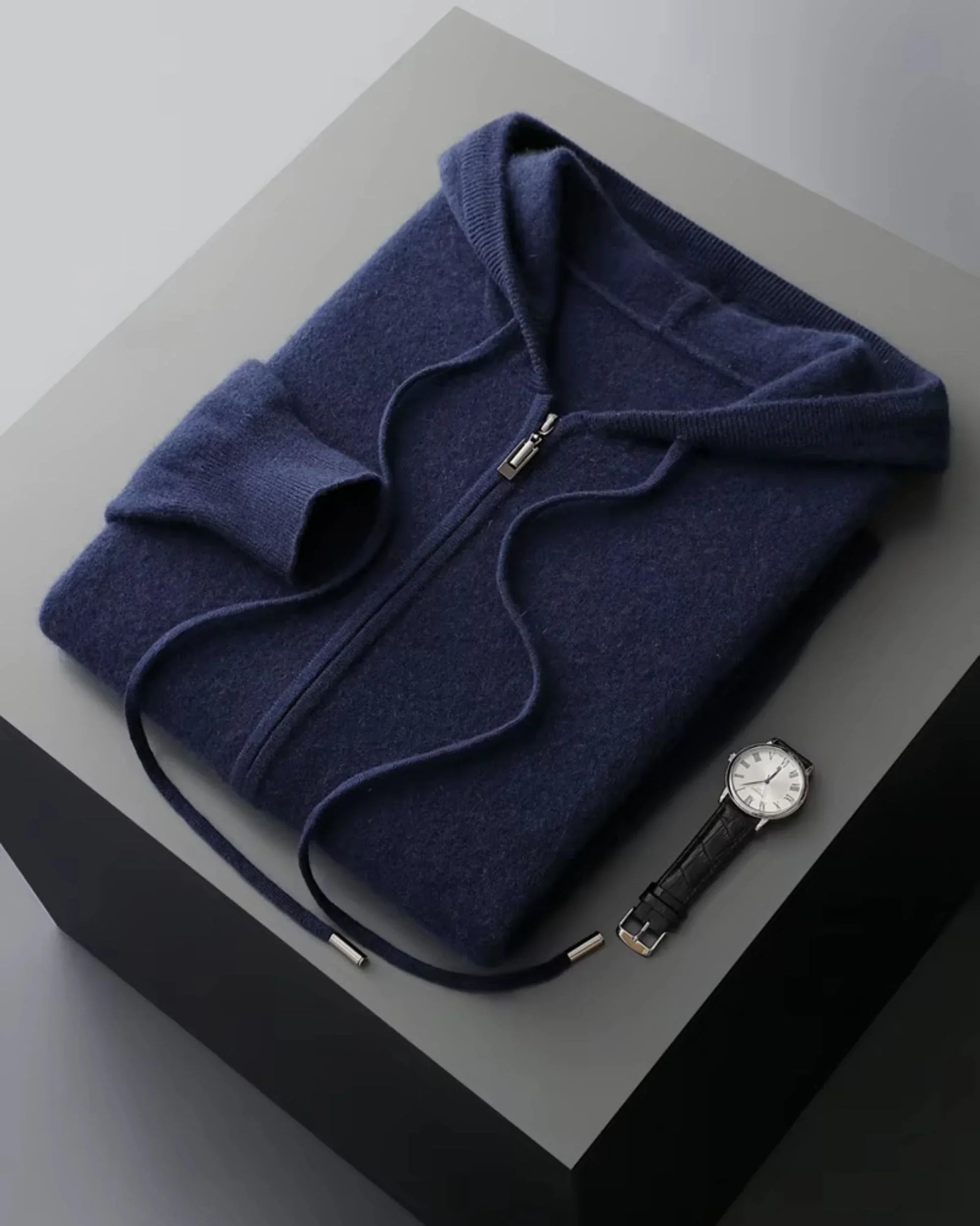 Wool-Cashmere Full-Zip Hooded Sweater
