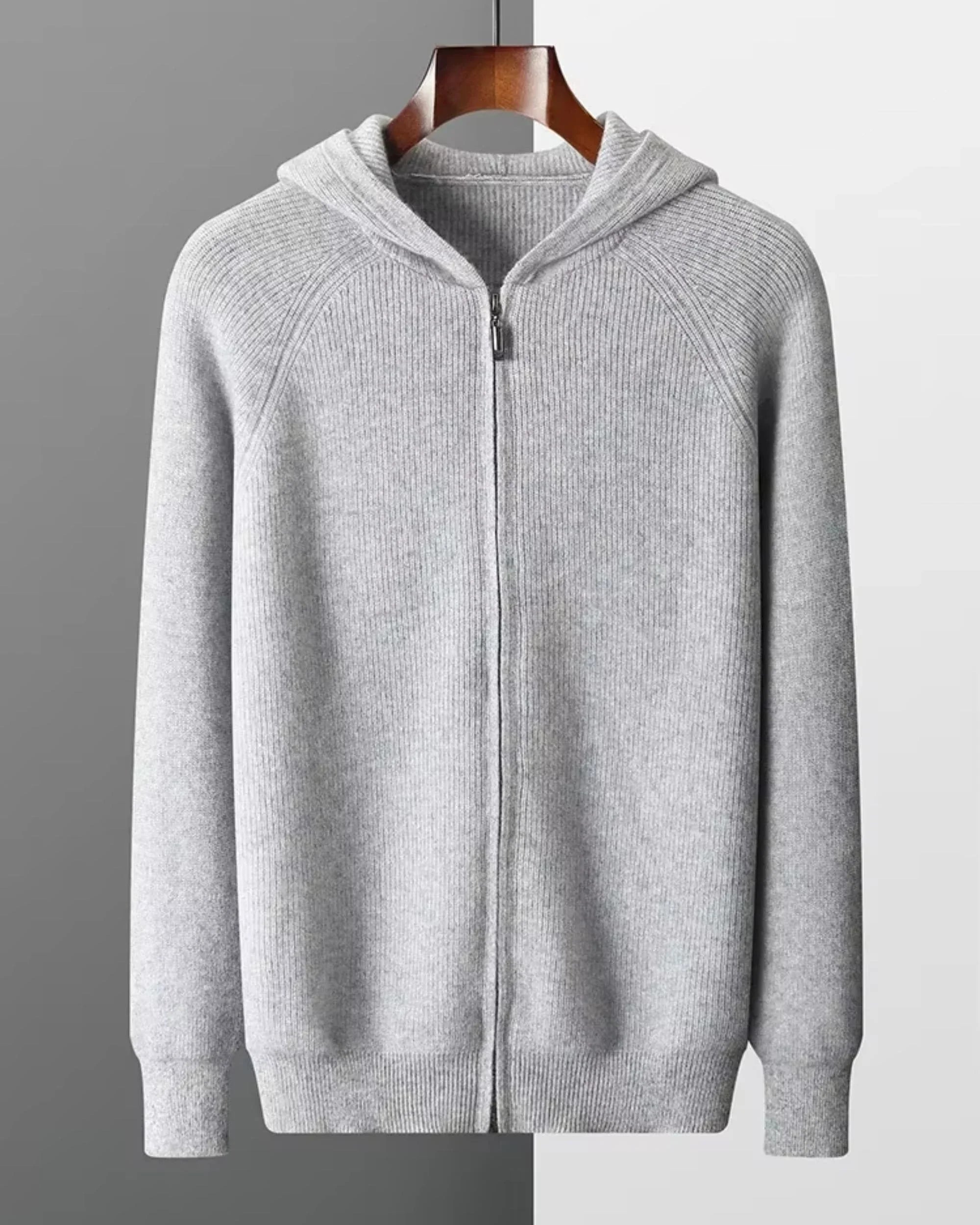 Merino Wool Zip Hoodie Cardigan