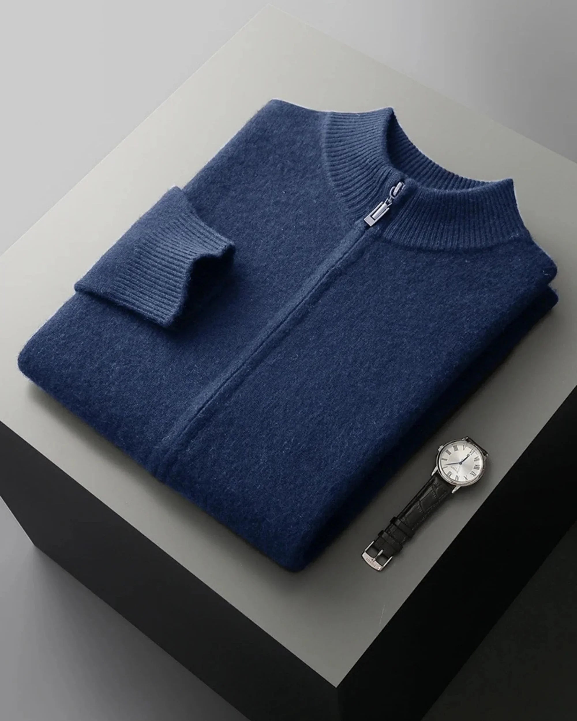 100% Merino Wool Zip-Up Cardigan