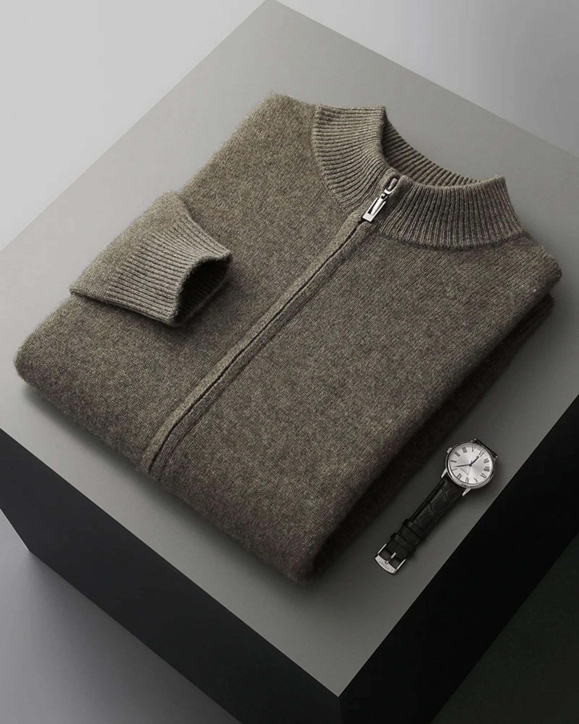 100% Merino Wool Zip-Up Cardigan