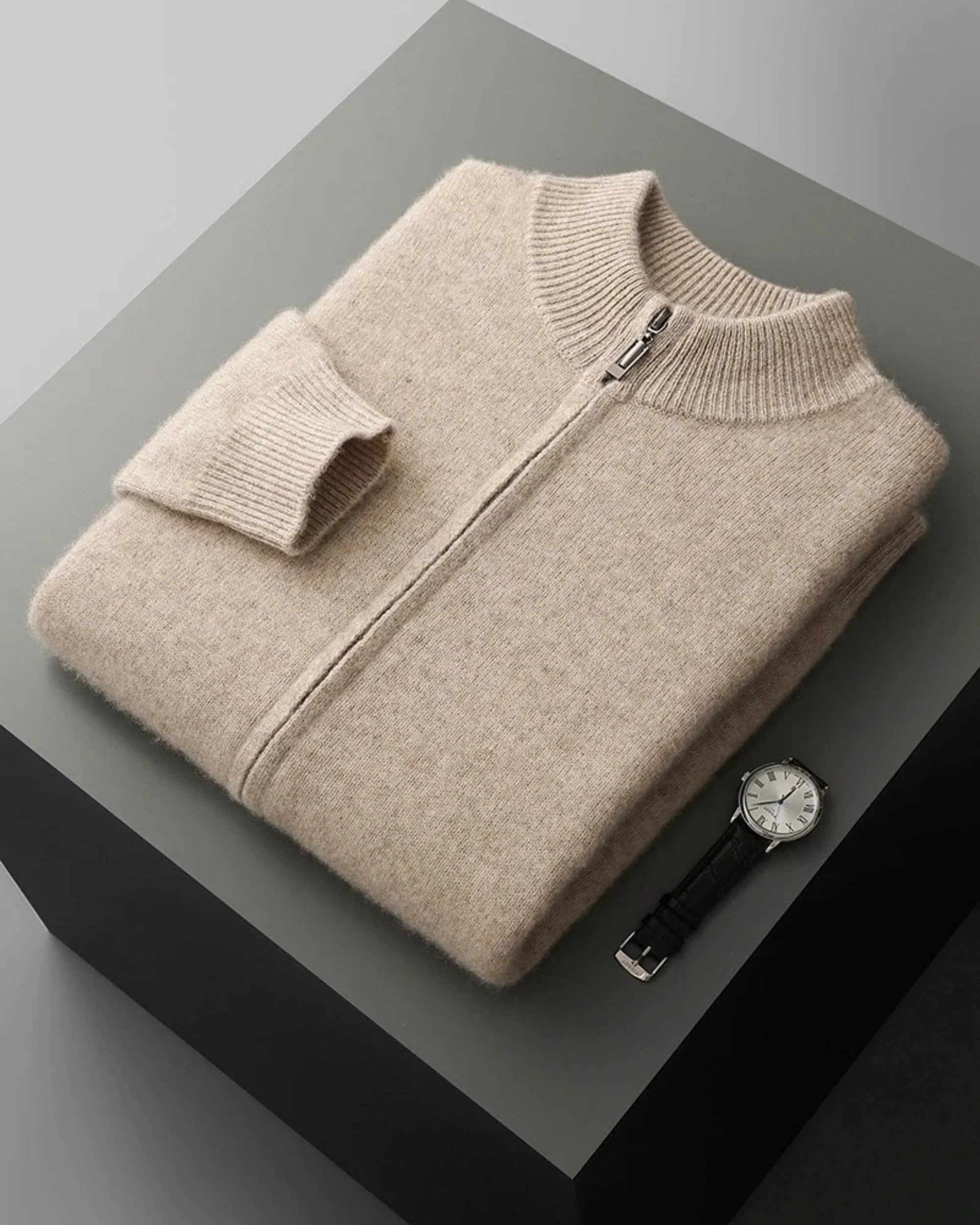 100% Merino Wool Zip-Up Cardigan