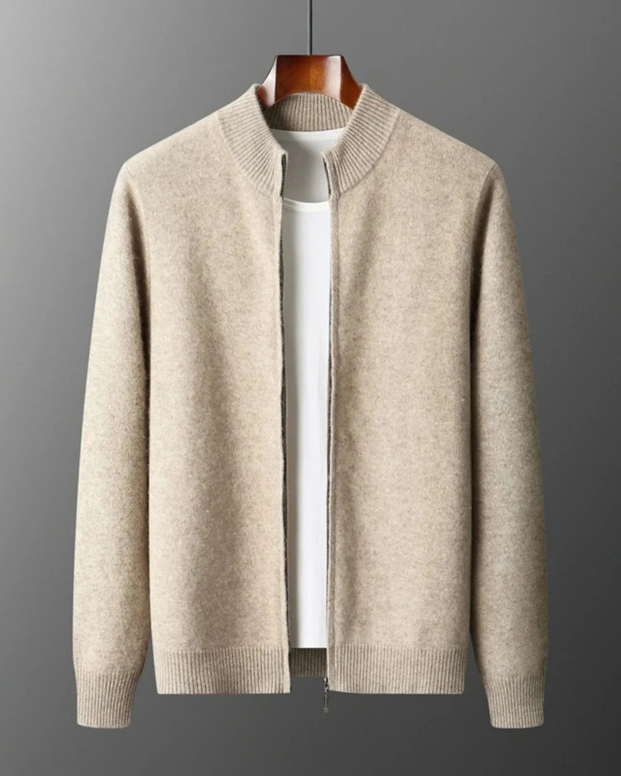 100% Merino Wool Zip-Up Cardigan