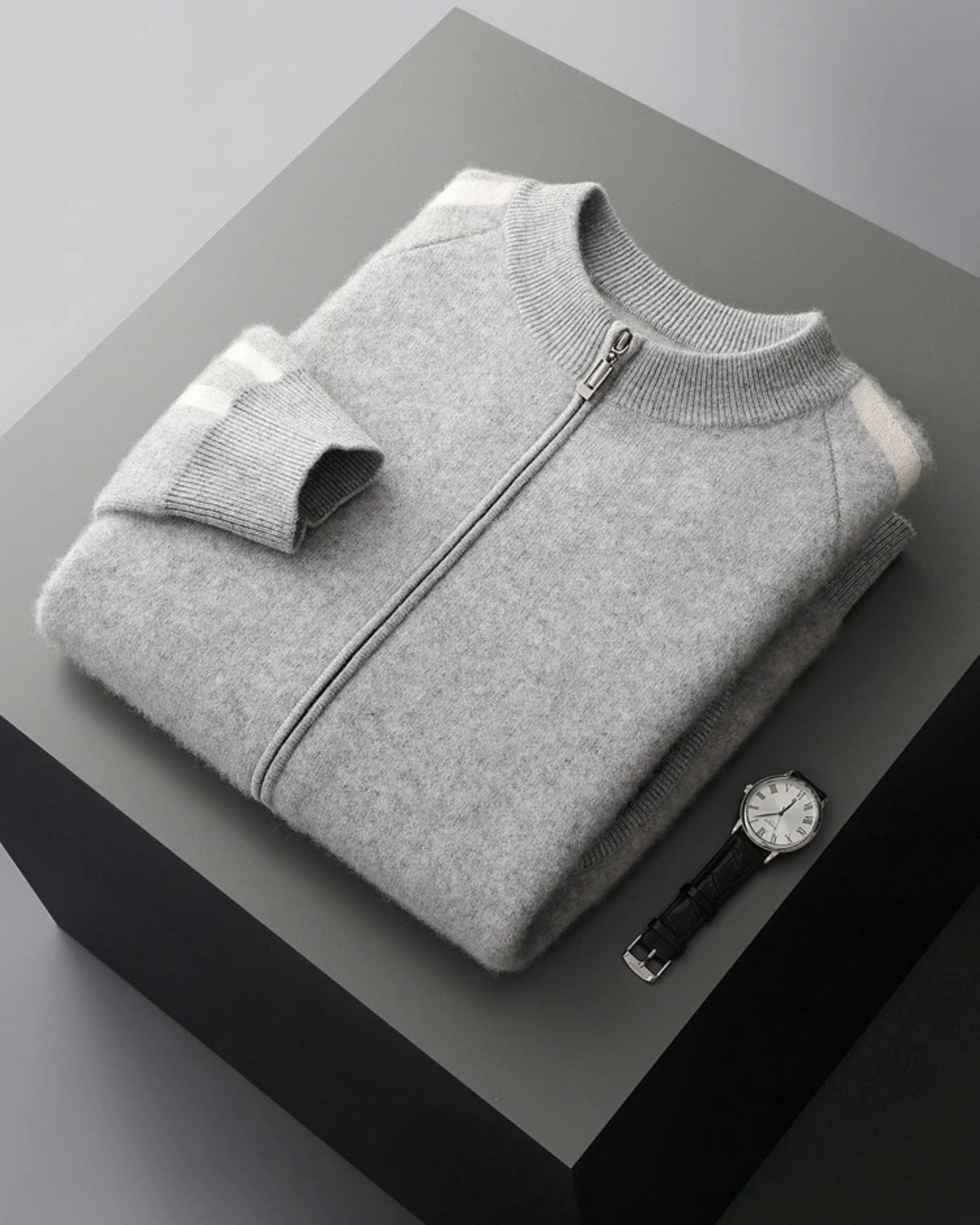 Merino-Cashmere Contrast Sleeve Knit