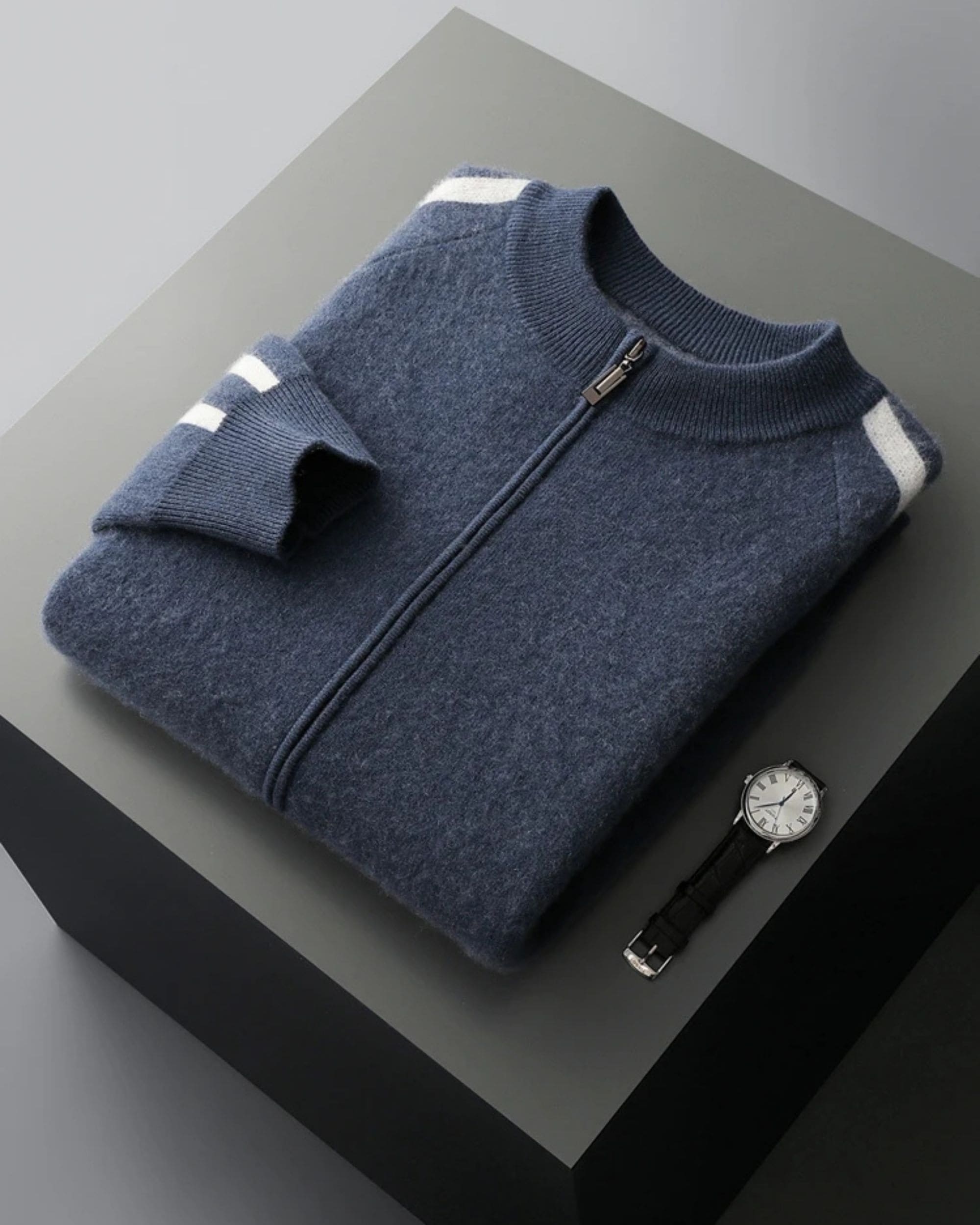 Merino-Cashmere Contrast Sleeve Knit