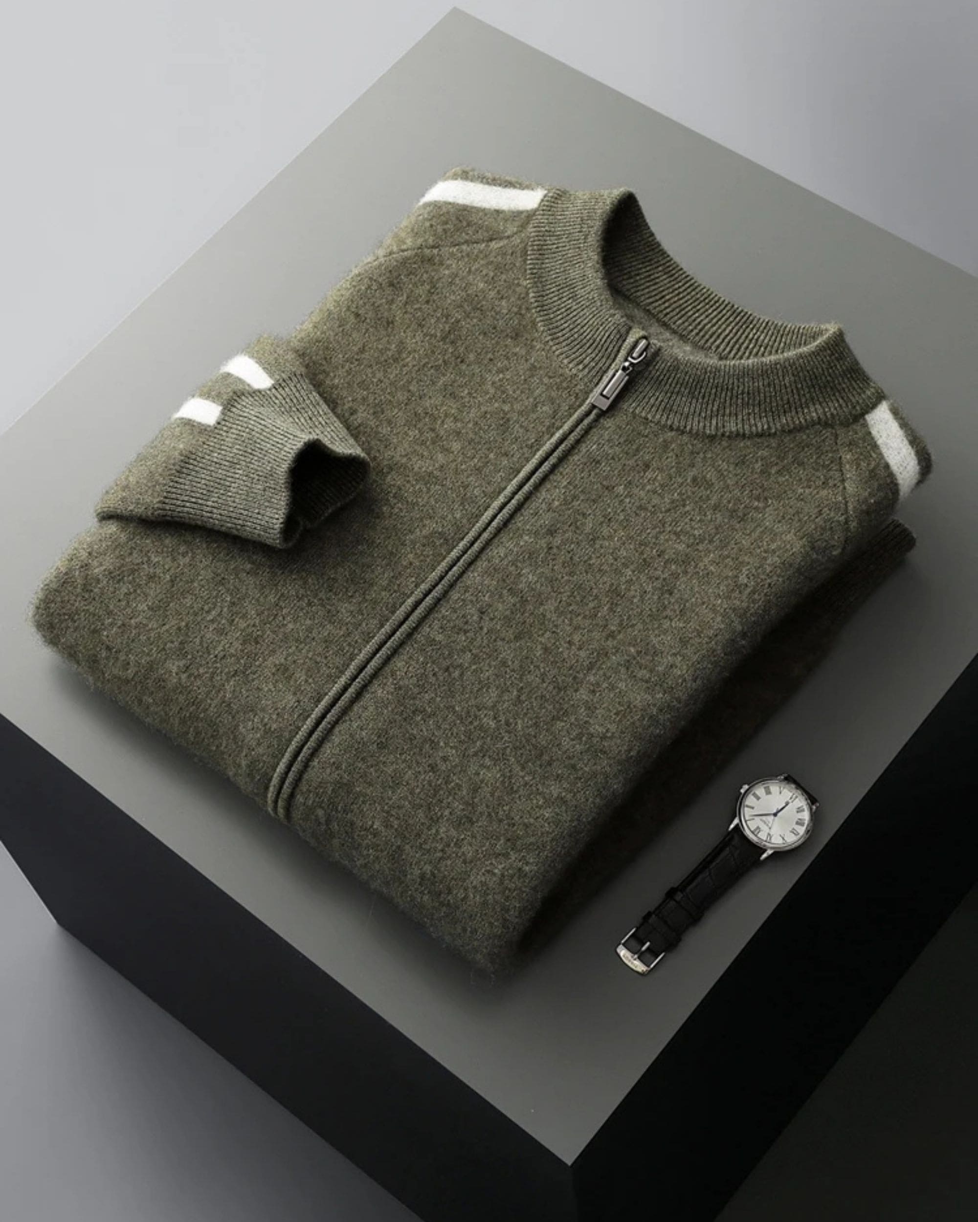 Merino-Cashmere Contrast Sleeve Knit