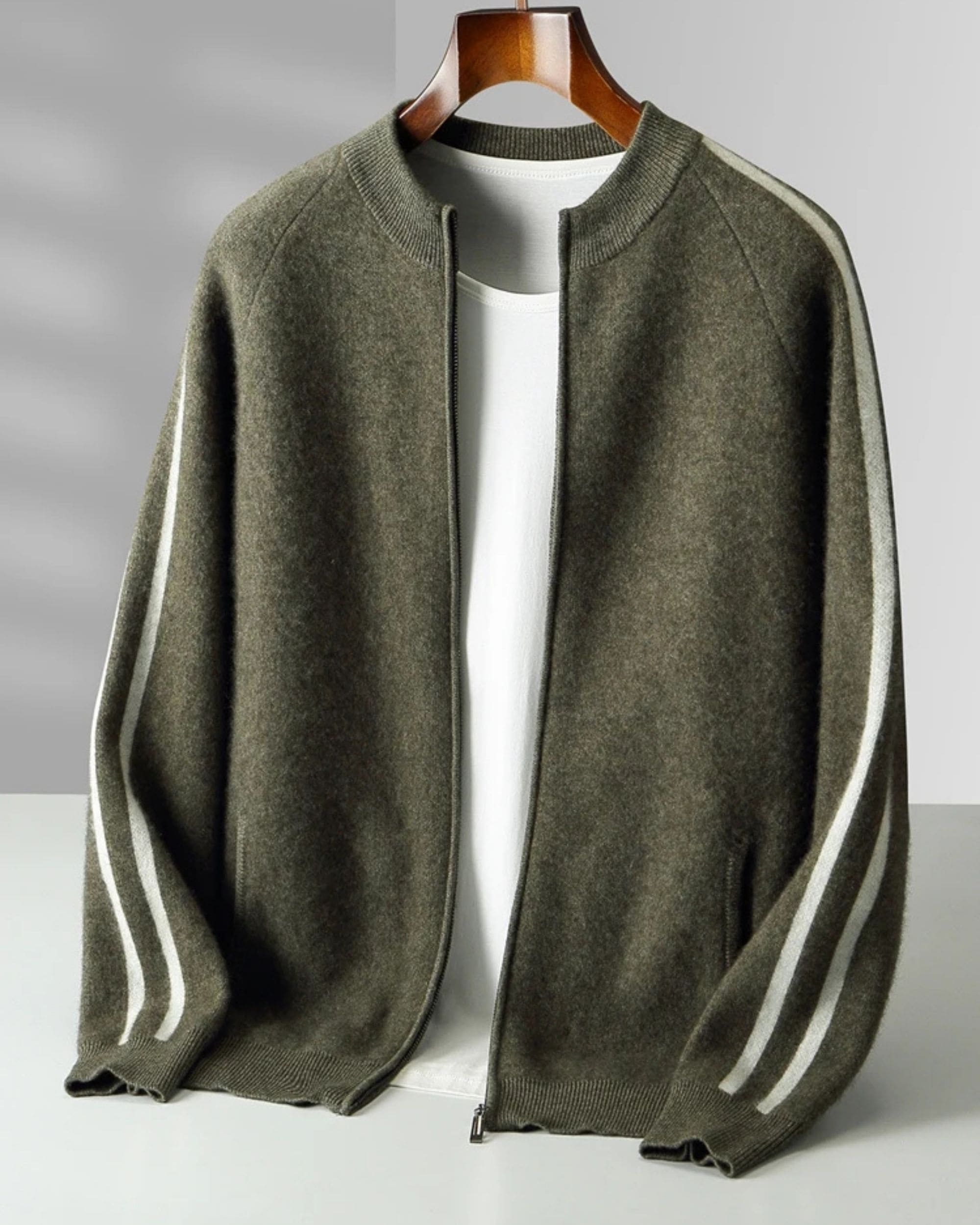 Merino-Cashmere Contrast Sleeve Knit