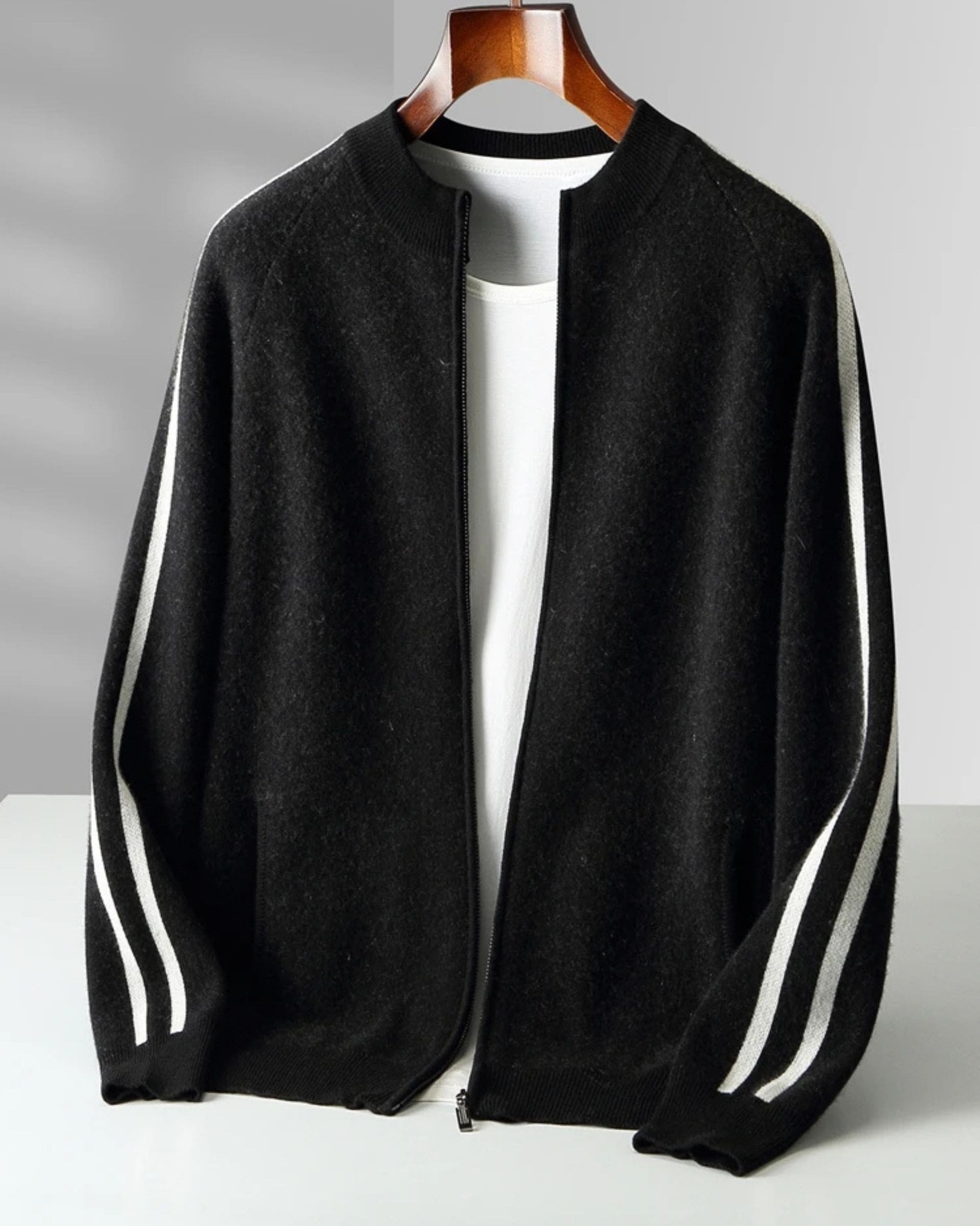 Merino-Cashmere Contrast Sleeve Knit