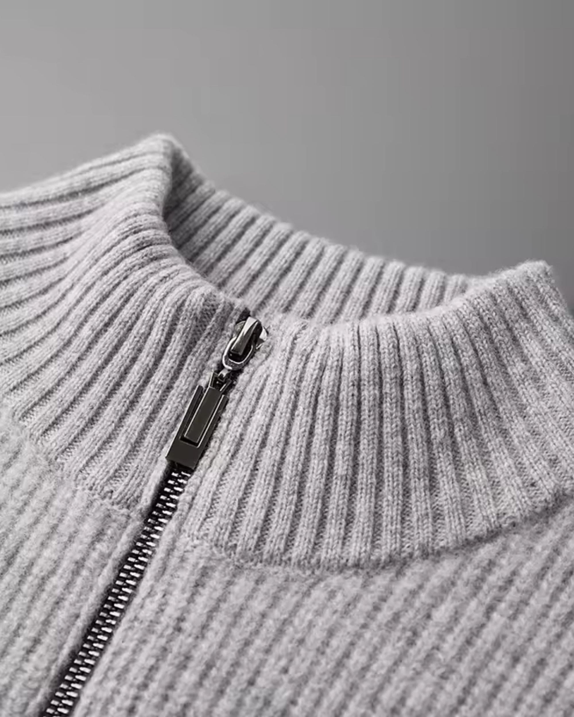 Pure Cashmere Ribbed Zip Knit