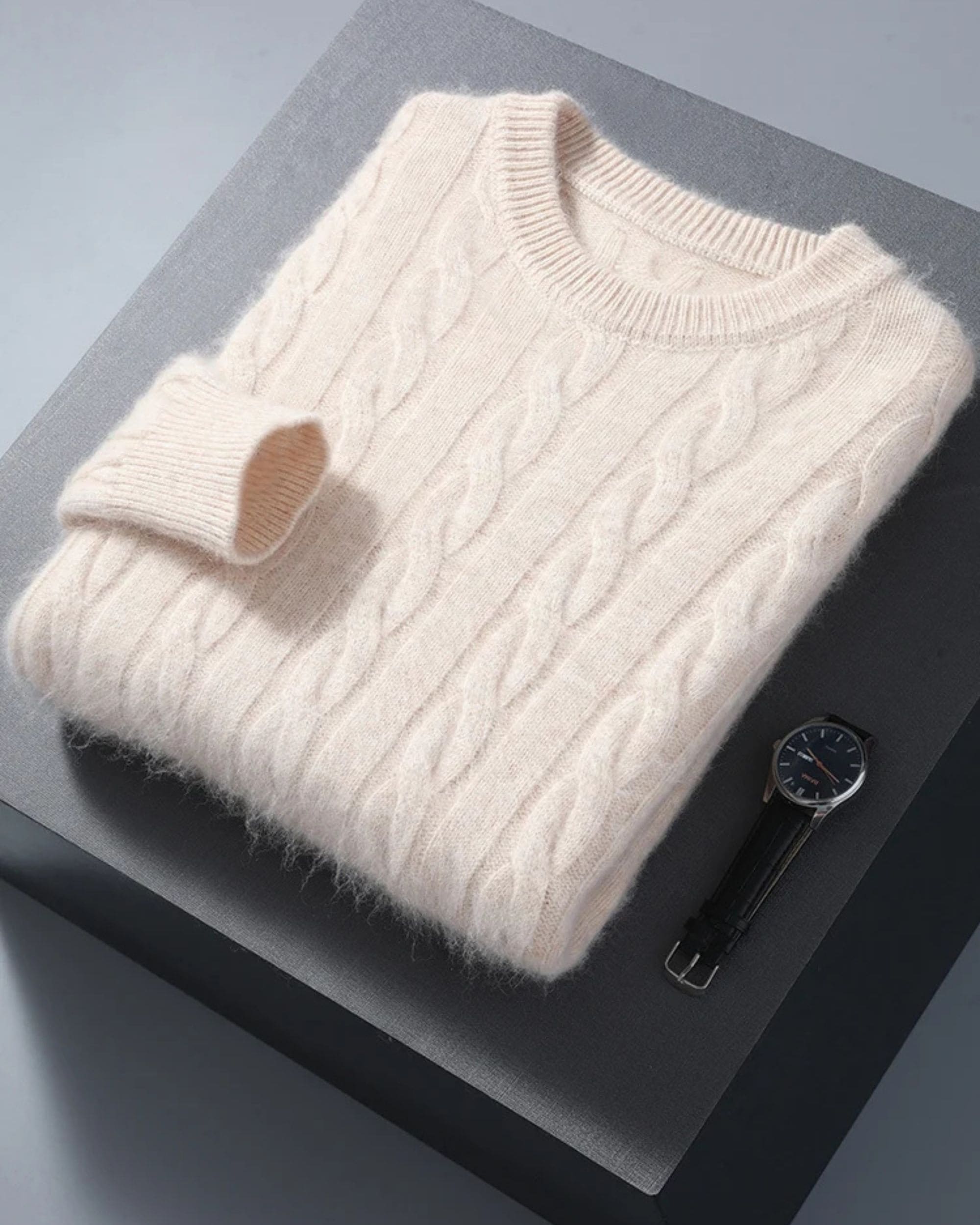 Pure Cashmere Cable Knit Crewneck