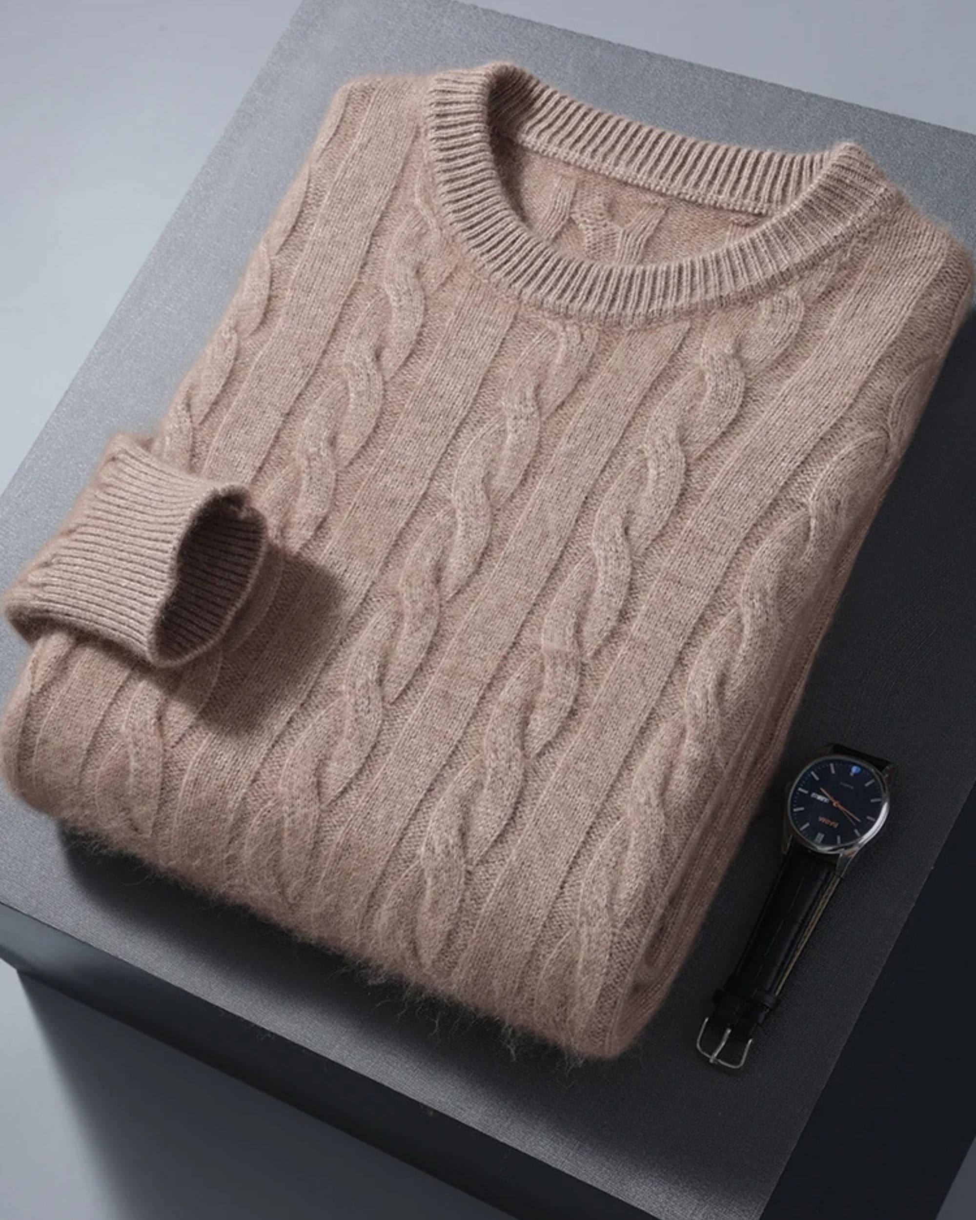 Pure Cashmere Cable Knit Crewneck
