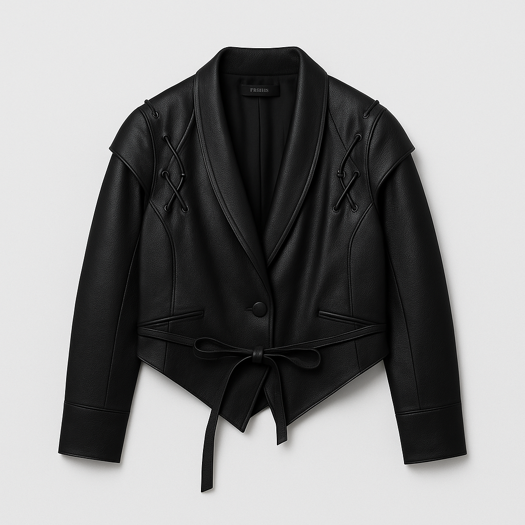 Leather jacket with belt - Ava