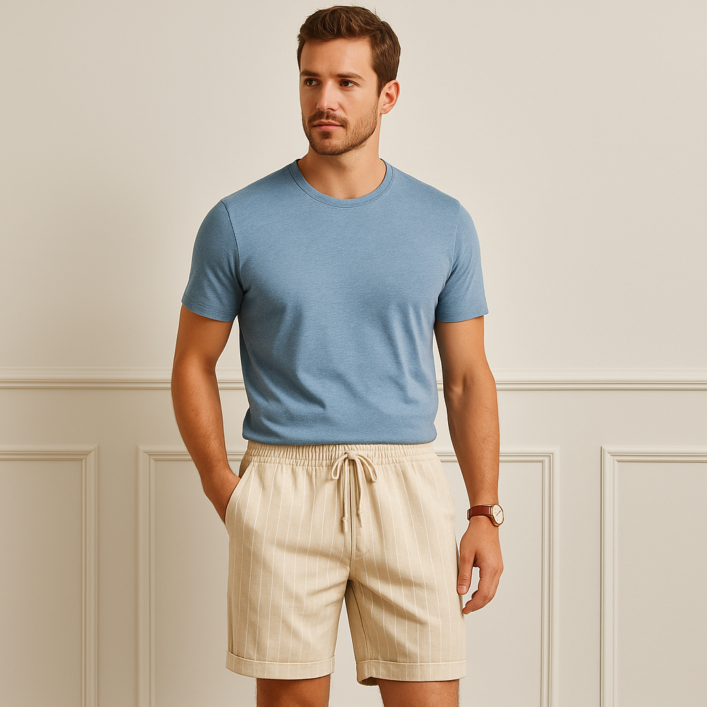 Riviera Striped Linen Shorts – breezy elegance