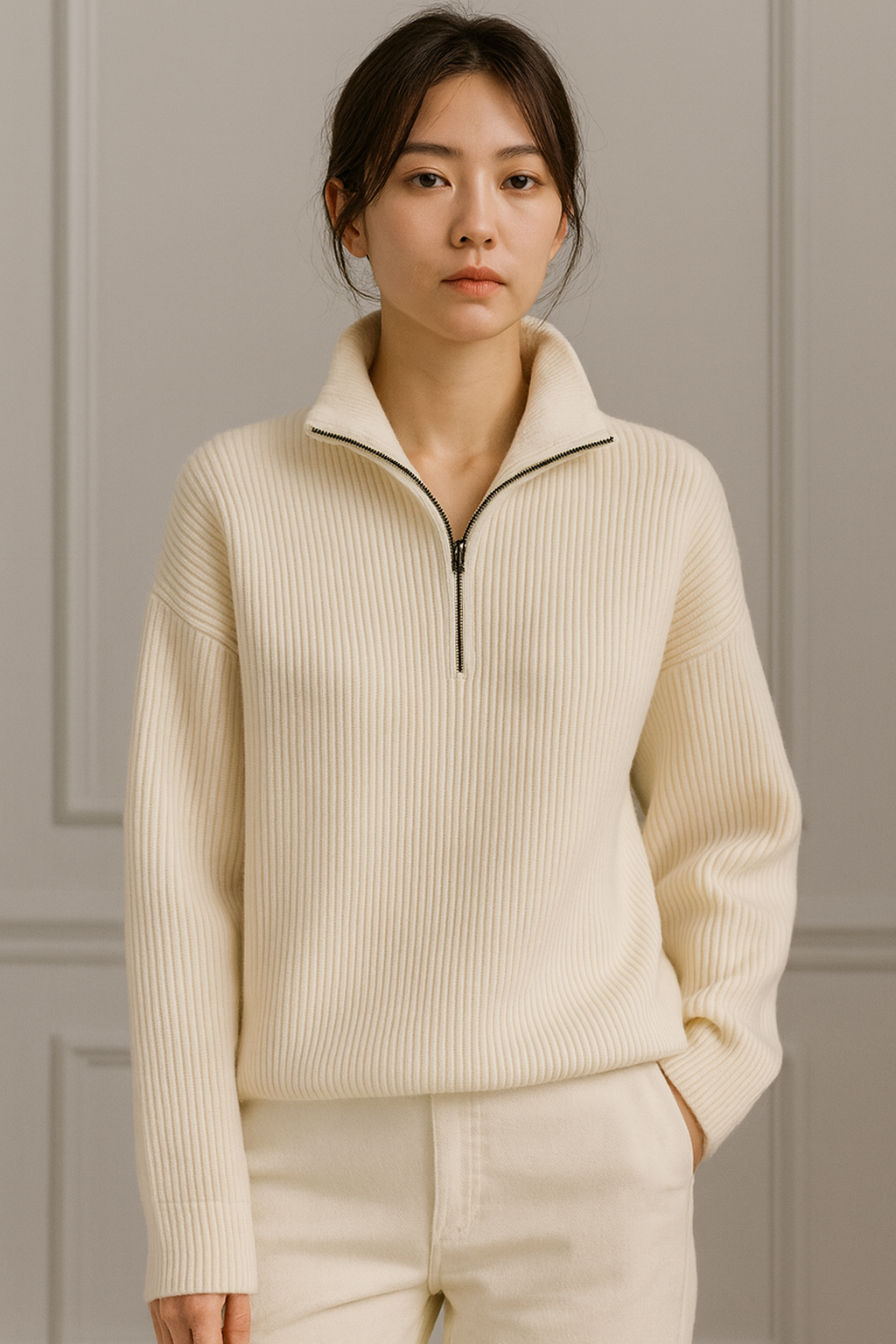 Oxford Half-Zip Cashmere Jumper - Lily