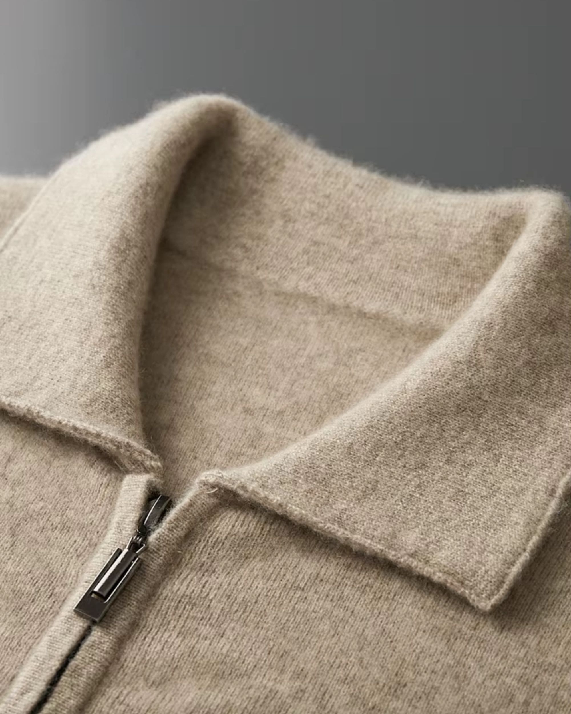 Pure Cashmere Polo Neck Zip Sweater
