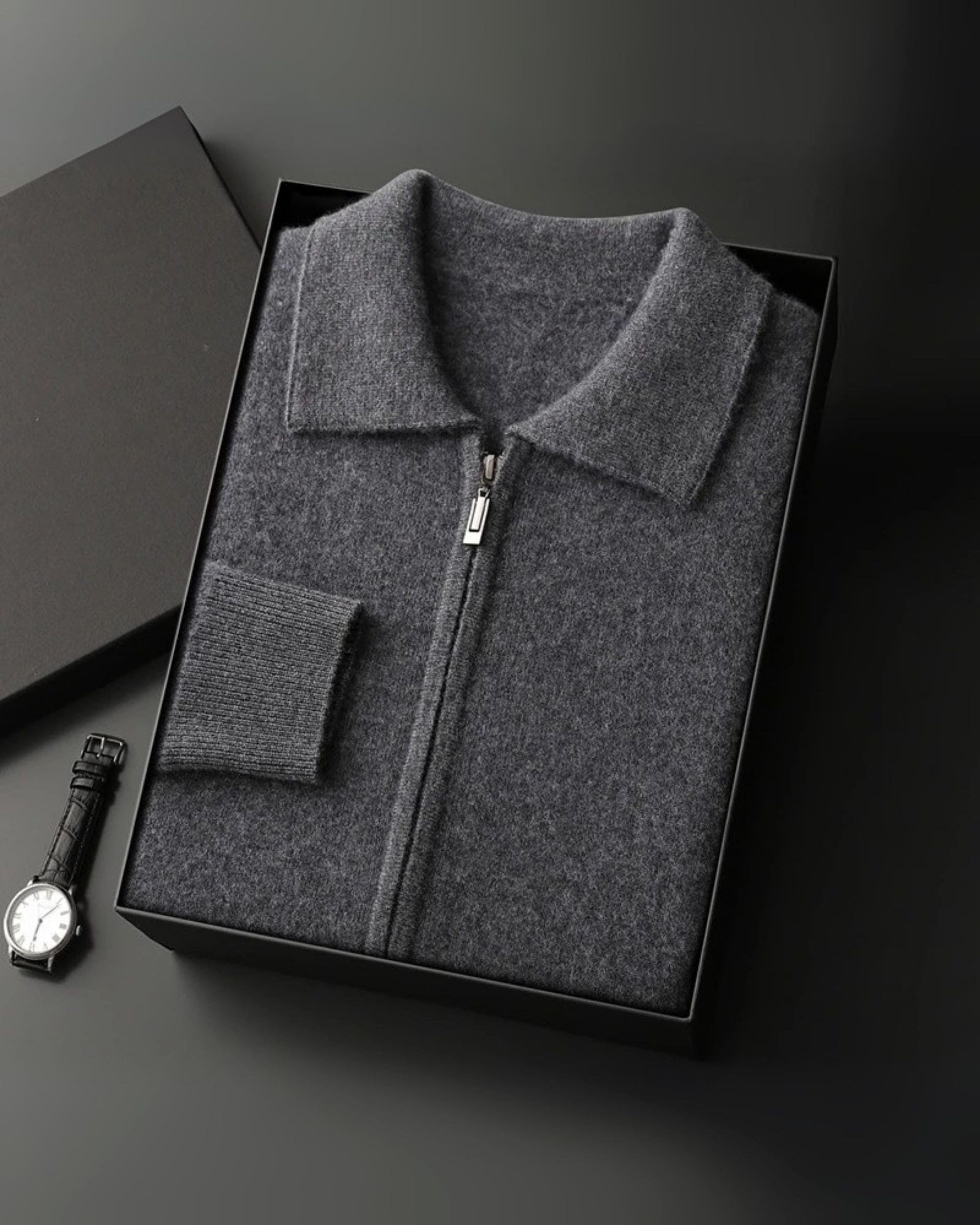 Pure Cashmere Polo Neck Zip Sweater