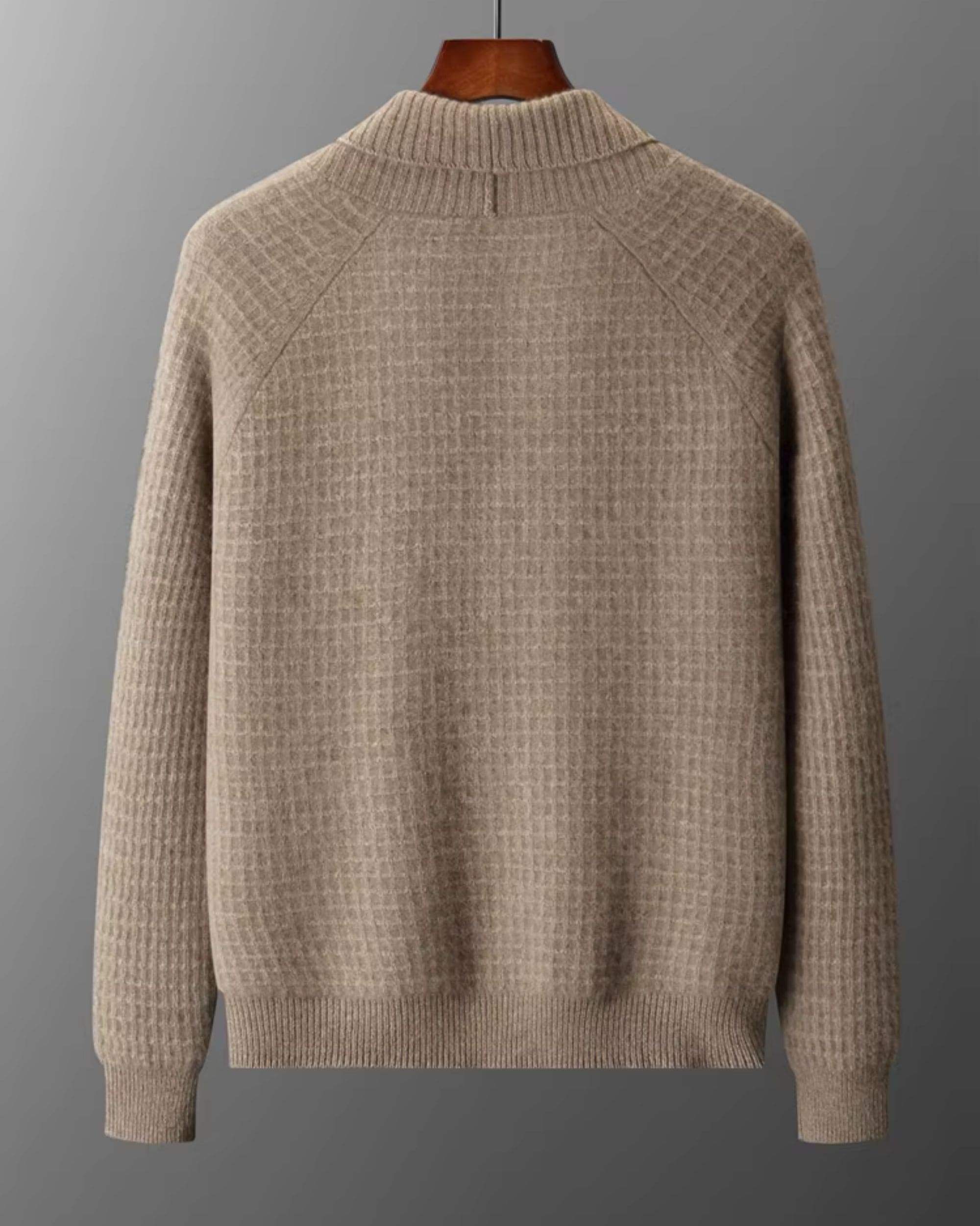 100% Cashmere Waffle Knit V-Neck Cardigan