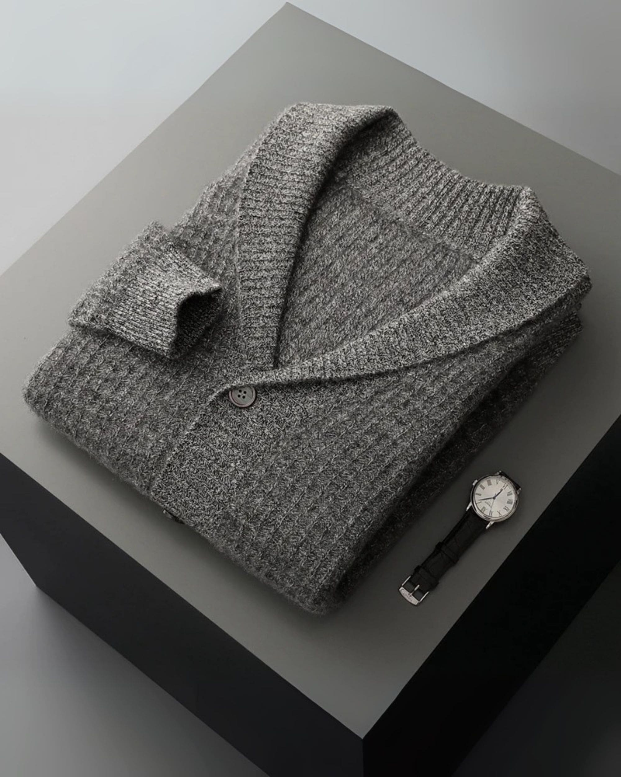 100% Cashmere Waffle Knit V-Neck Cardigan