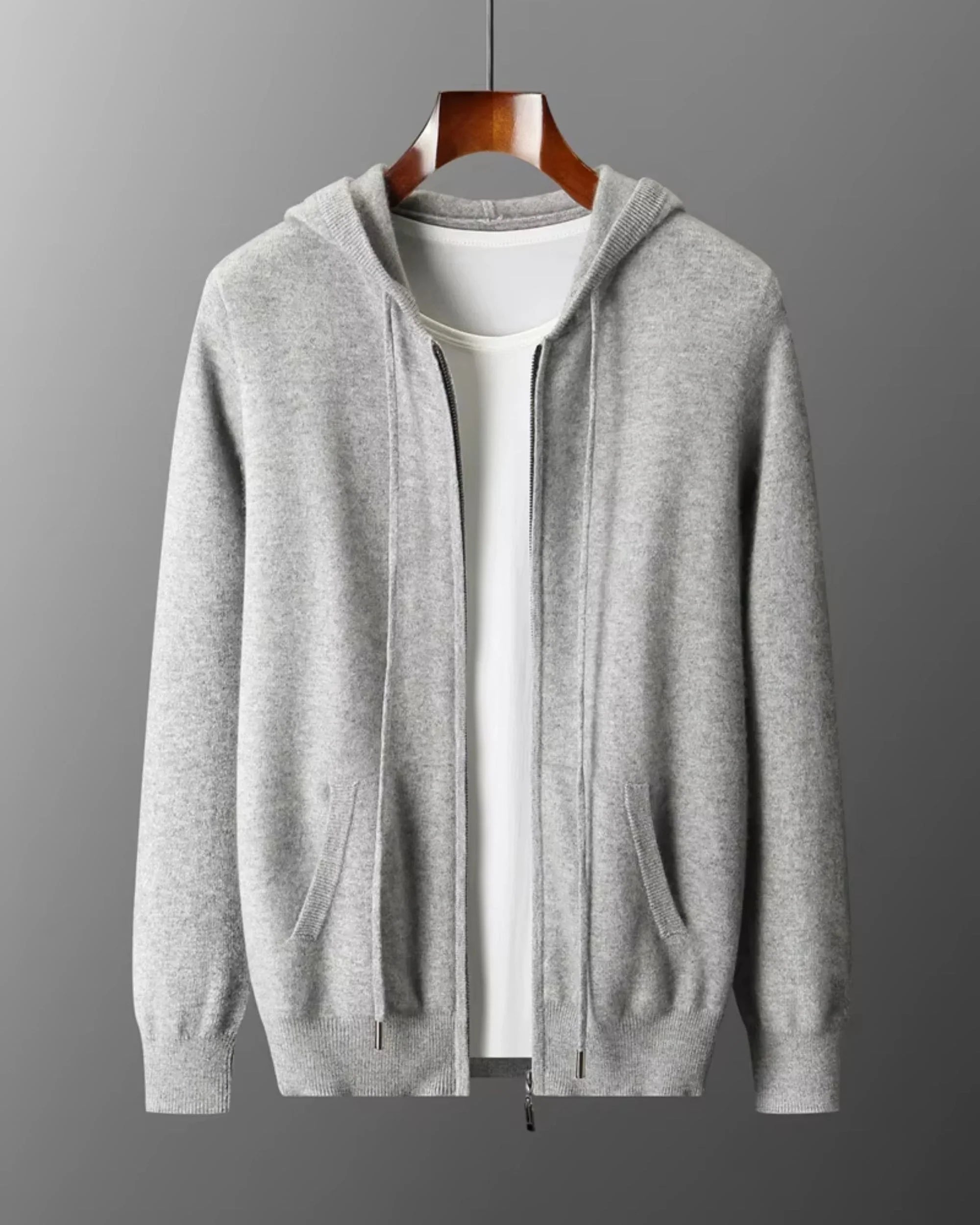 Wool-Cashmere Full-Zip Hooded Sweater