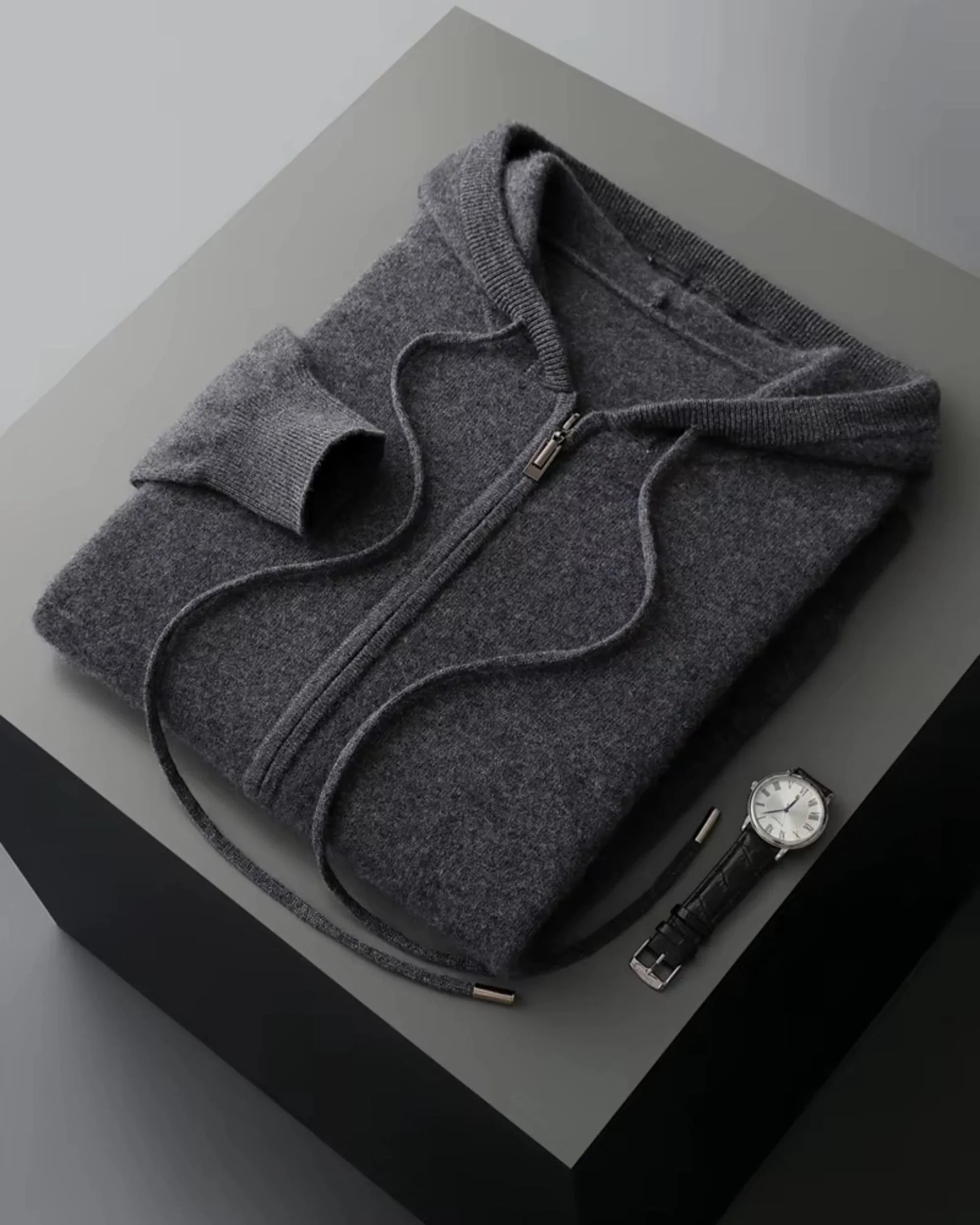 Wool-Cashmere Full-Zip Hooded Sweater