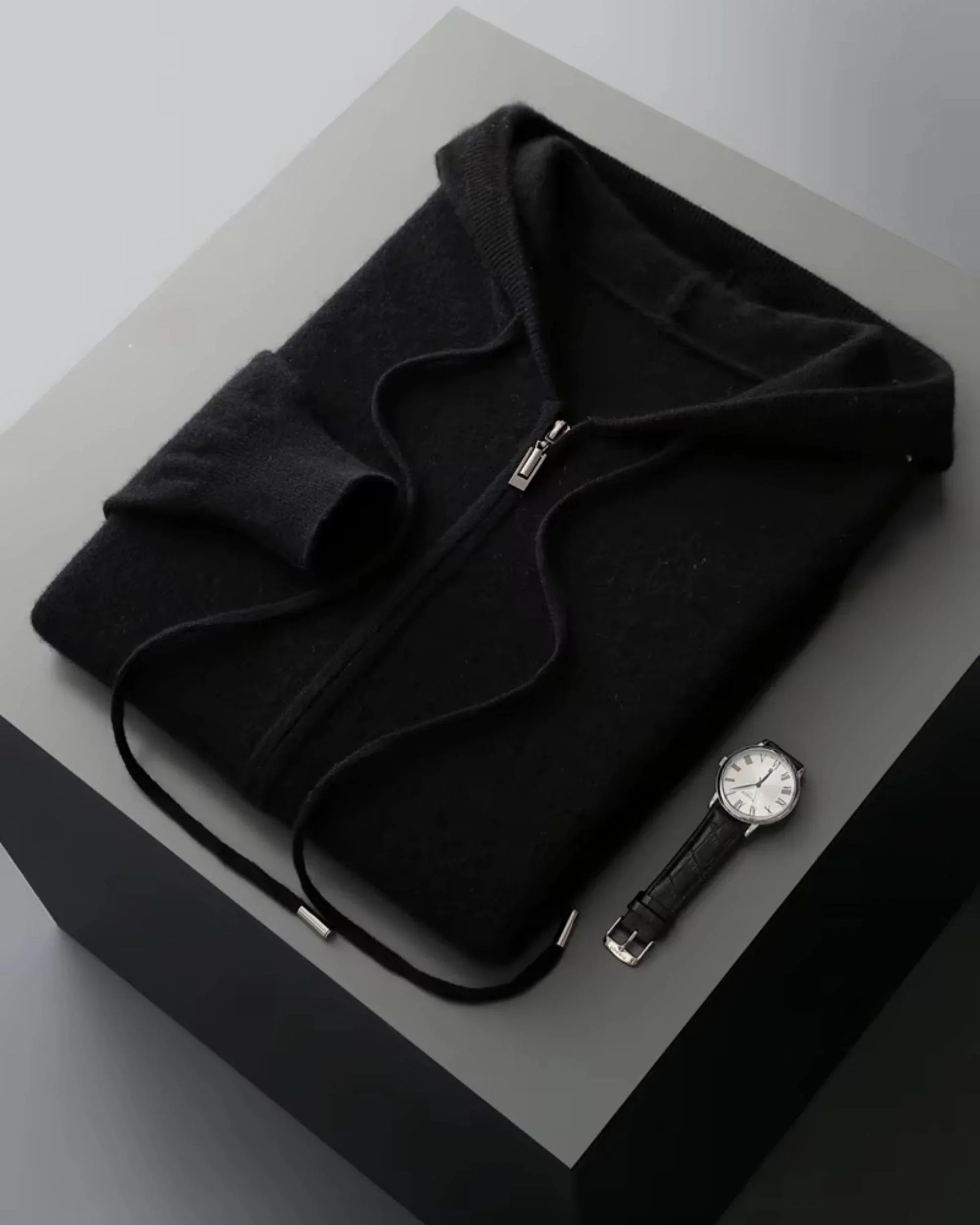 Wool-Cashmere Full-Zip Hooded Sweater