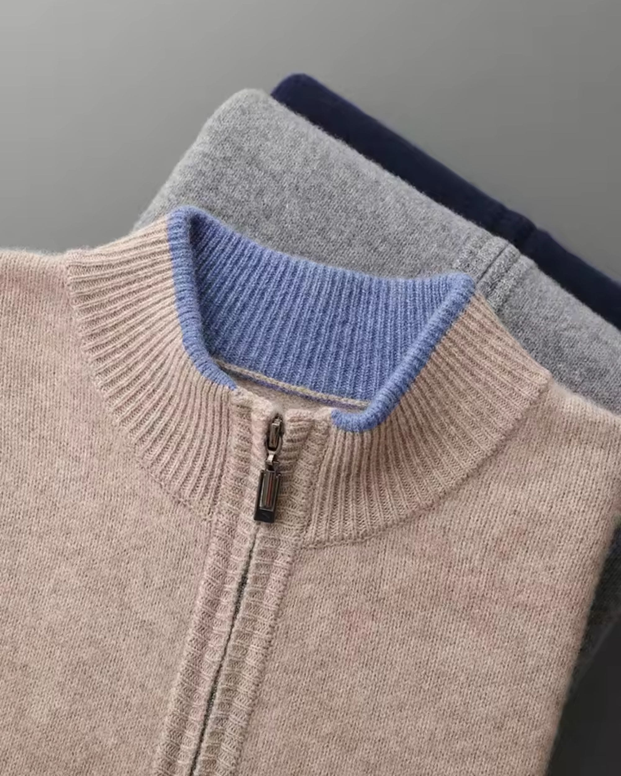 Pure Merino Wool Zip Mock Neck Cardigan