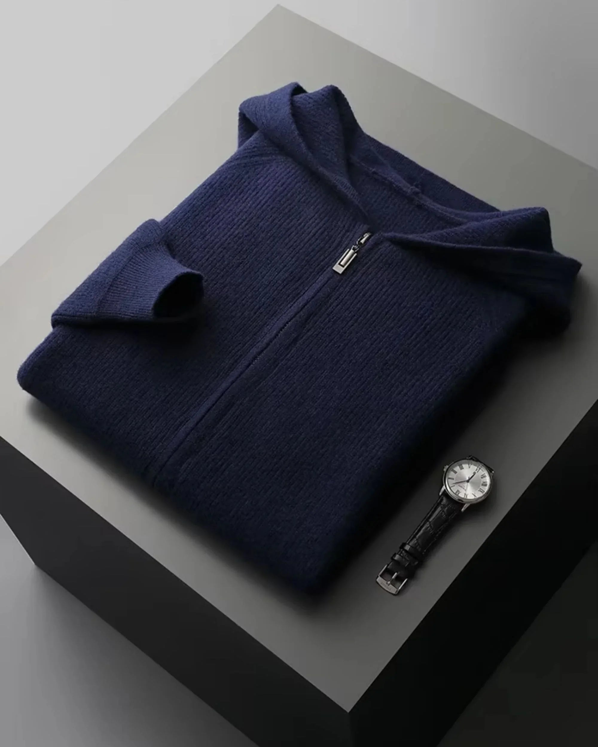 Merino Wool Zip Hoodie Cardigan