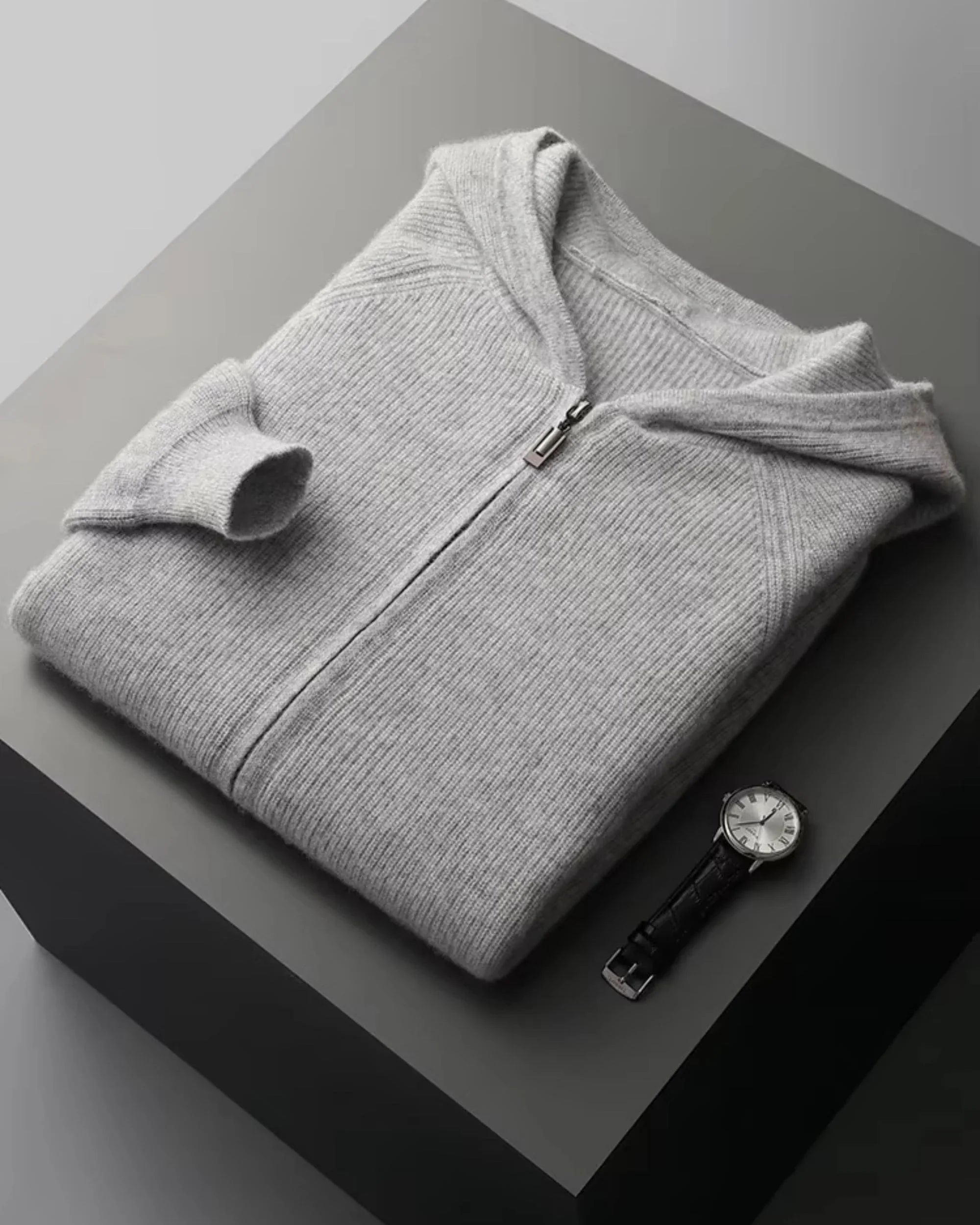 Merino Wool Zip Hoodie Cardigan