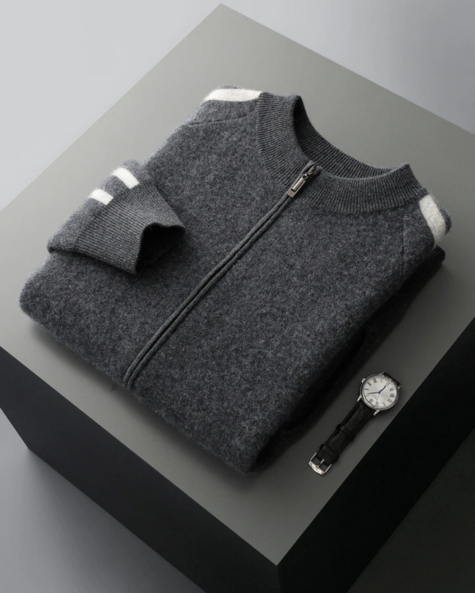 Merino-Cashmere Contrast Sleeve Knit