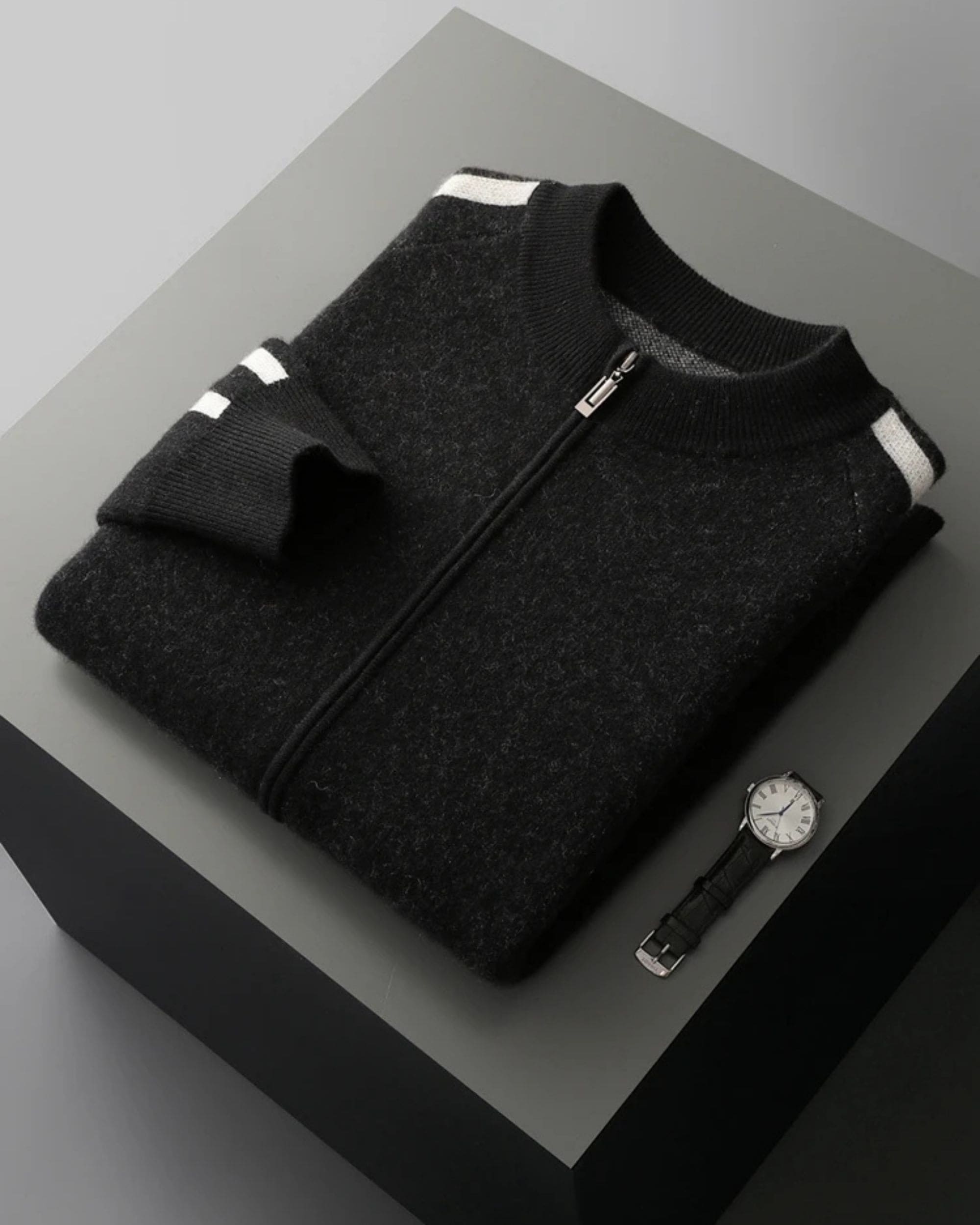 Merino-Cashmere Contrast Sleeve Knit