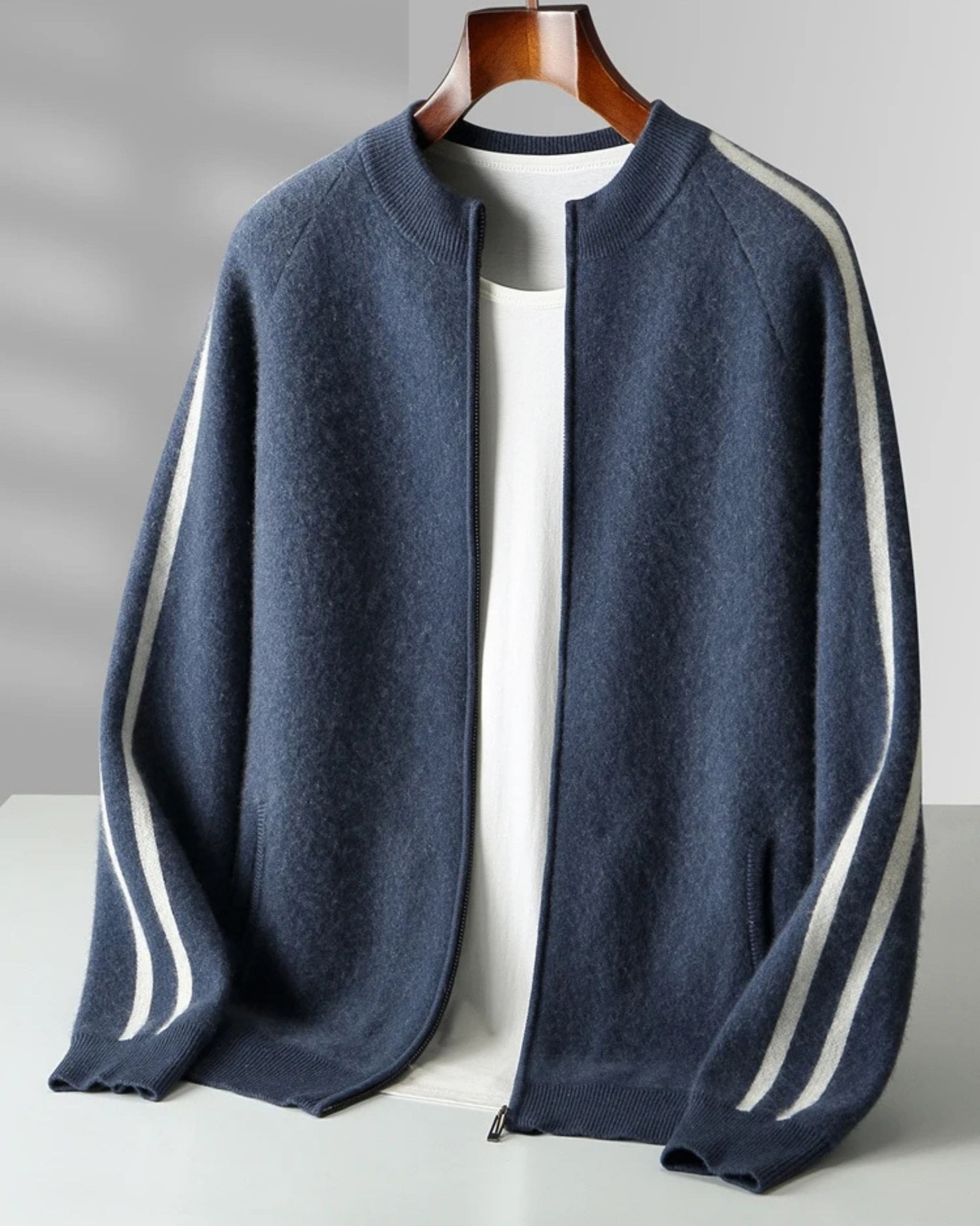 Merino-Cashmere Contrast Sleeve Knit