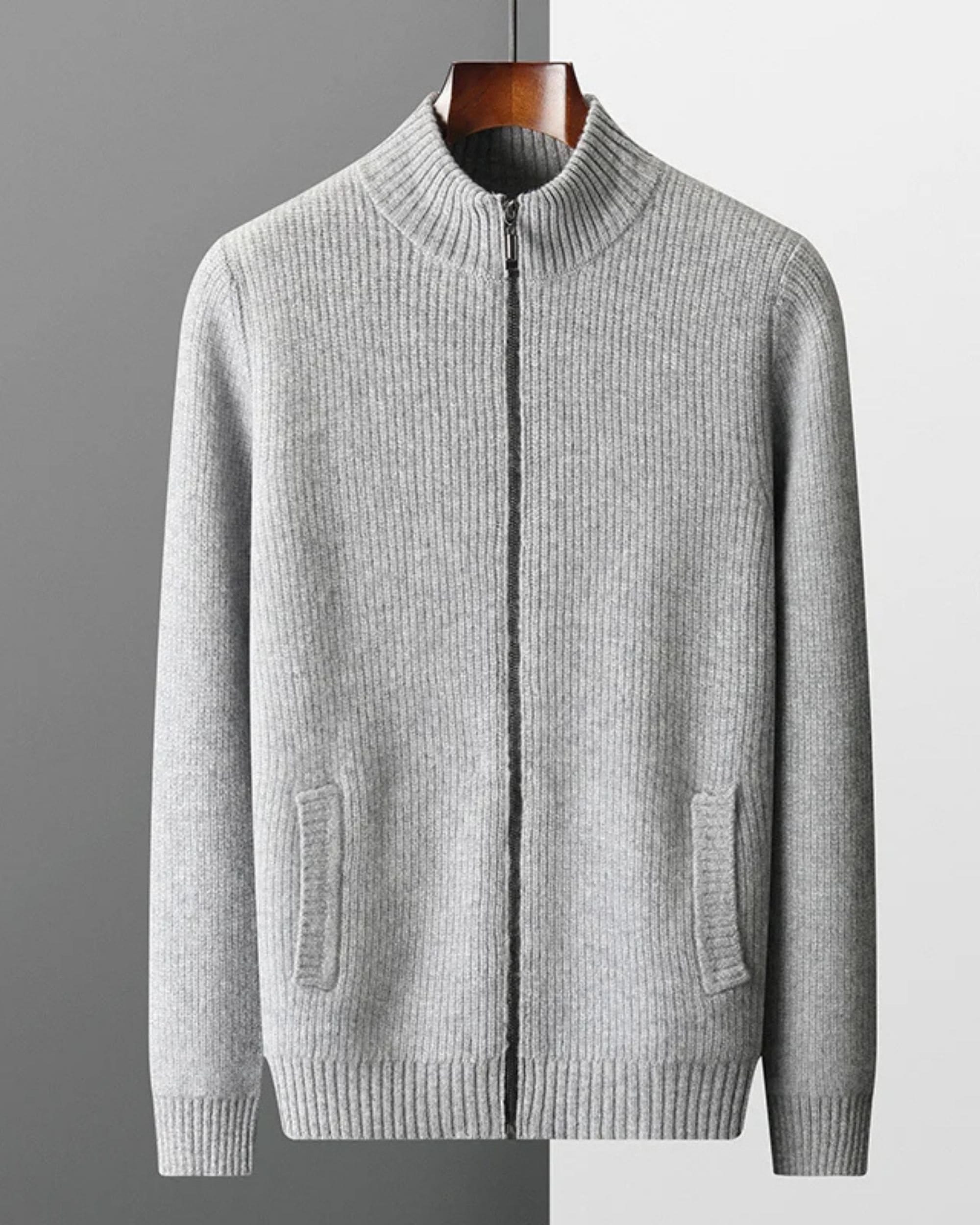 Pure Cashmere Ribbed Zip Knit