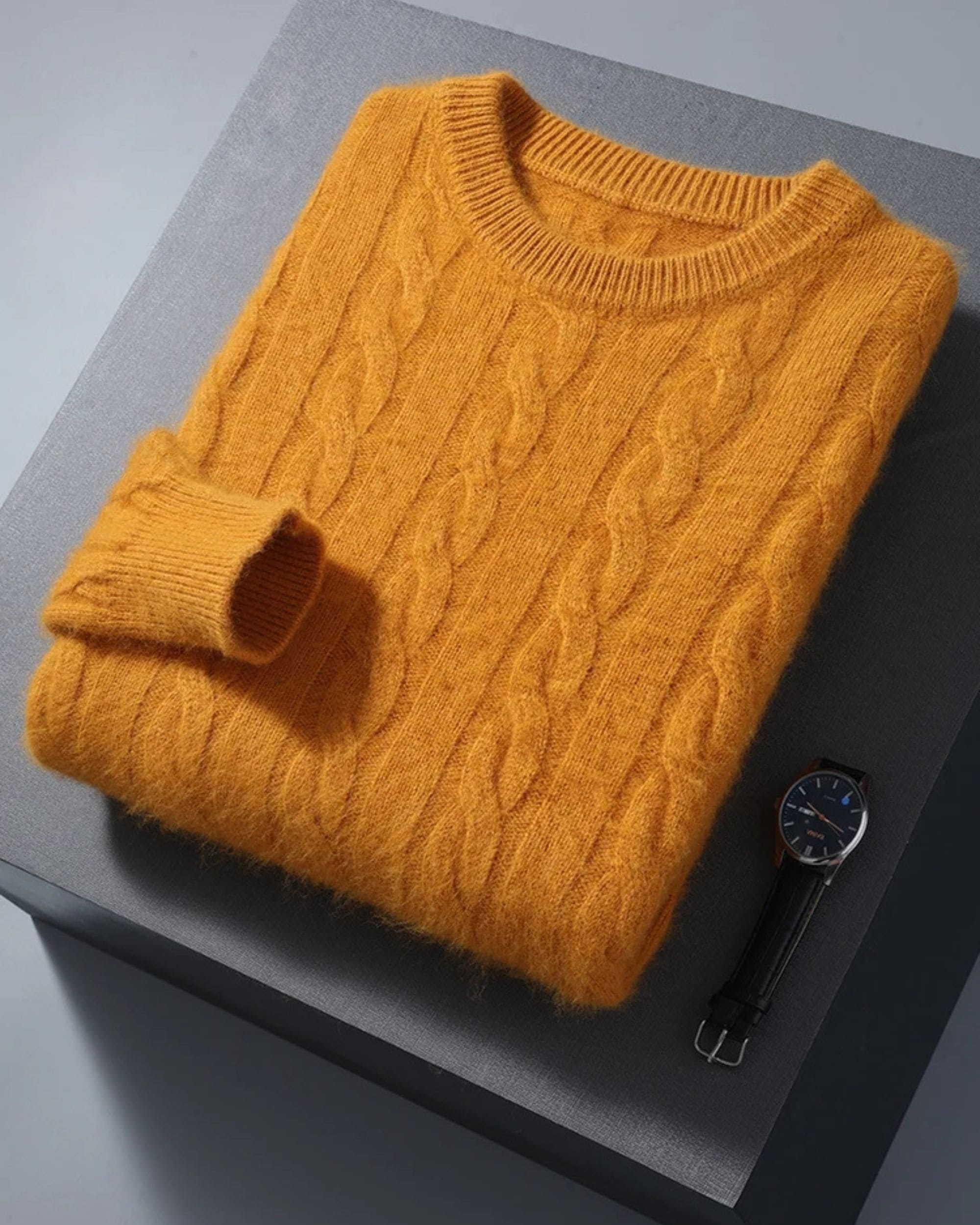 Pure Cashmere Cable Knit Crewneck