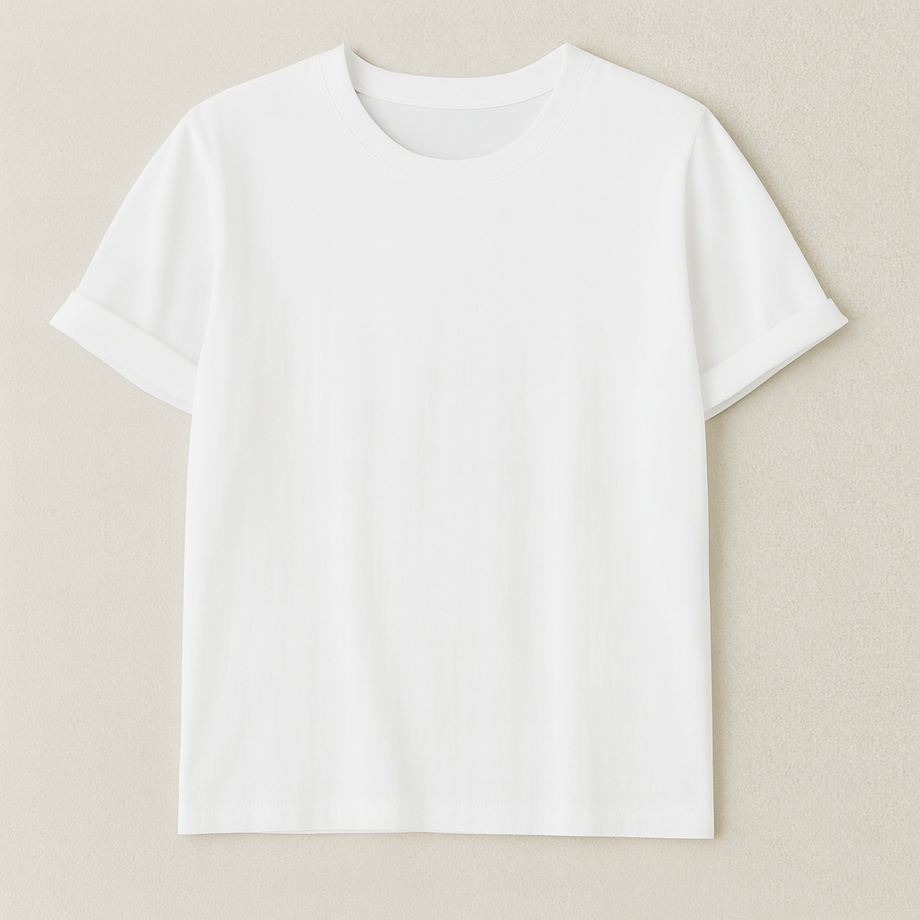 Korean Shoulder Length White T-shirt Women - Essential