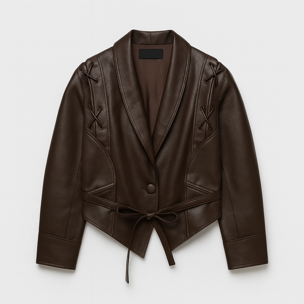 Leather jacket with belt - Ava
