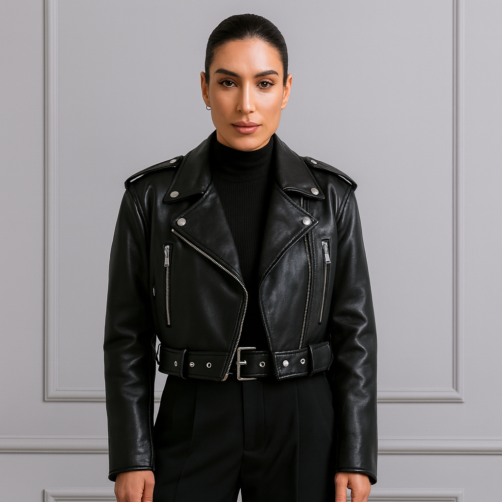 Women's Short Leather Jacket - Coachella