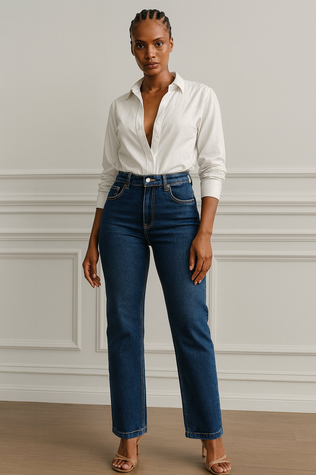 High-Waist Straight Jeans