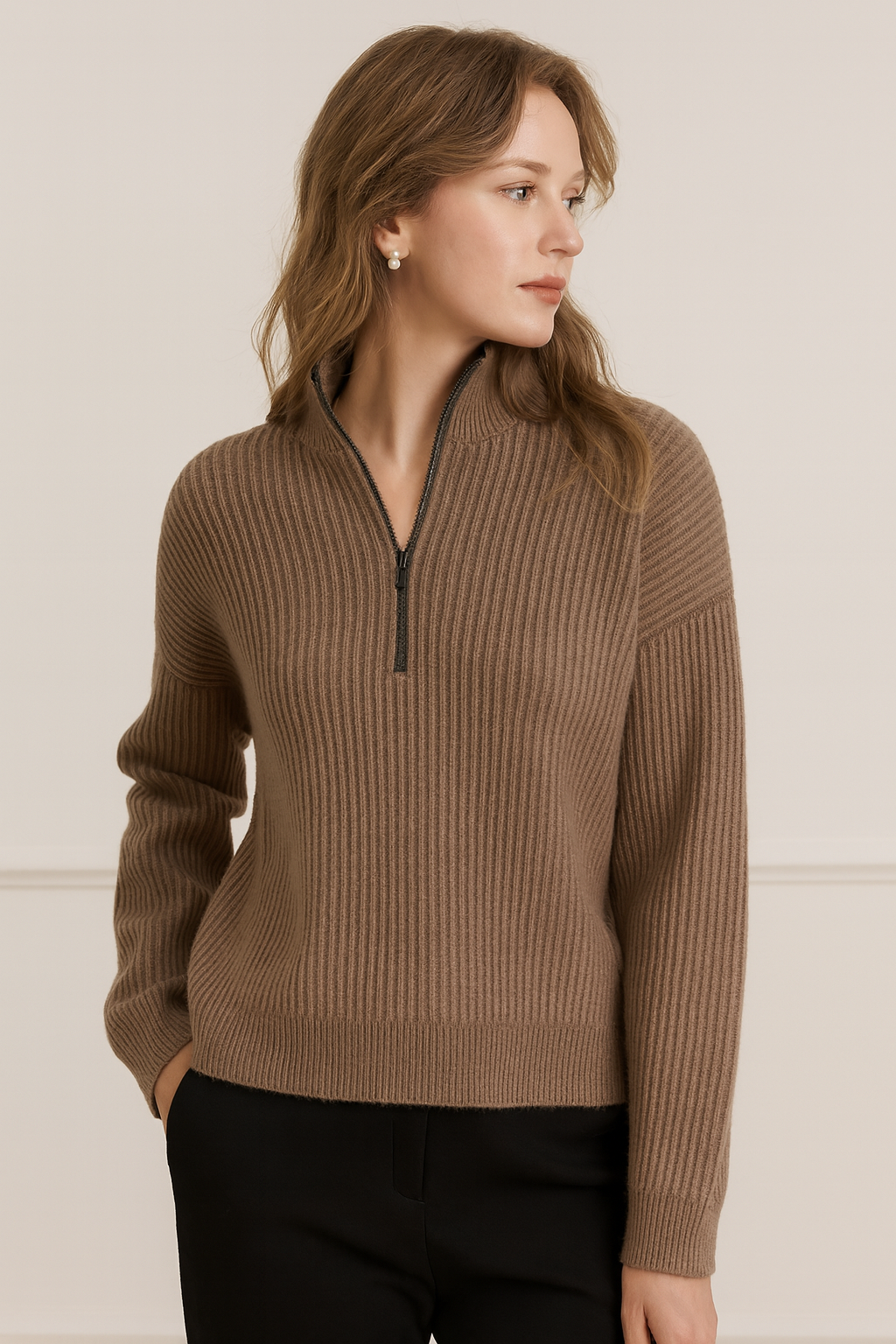 Oxford Half-Zip Cashmere Jumper - Lily